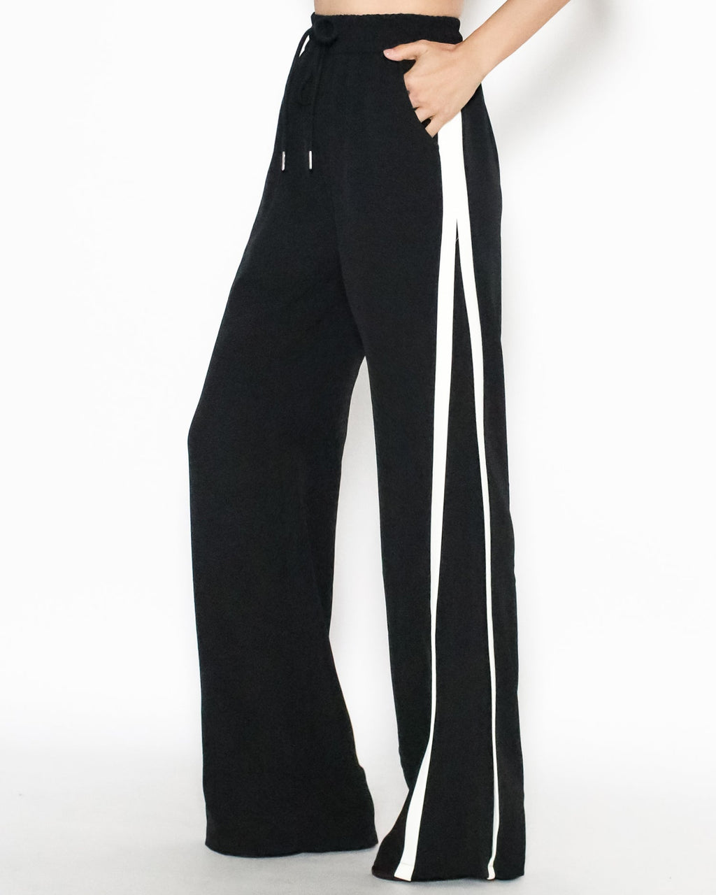 black & ivory panel chiffon straight leg pants *pre-order*