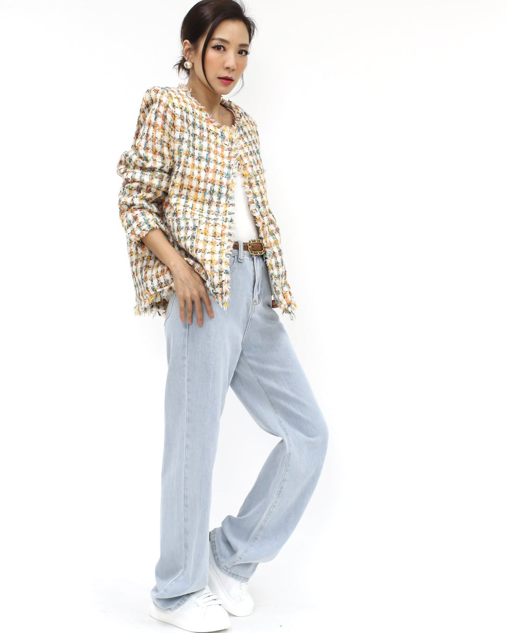 orange ivory & blue tweed jacket *pre-order*