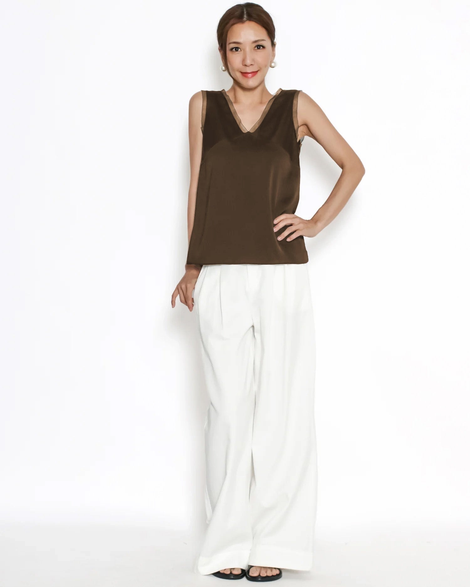 brown mesh hem vest *pre-order*