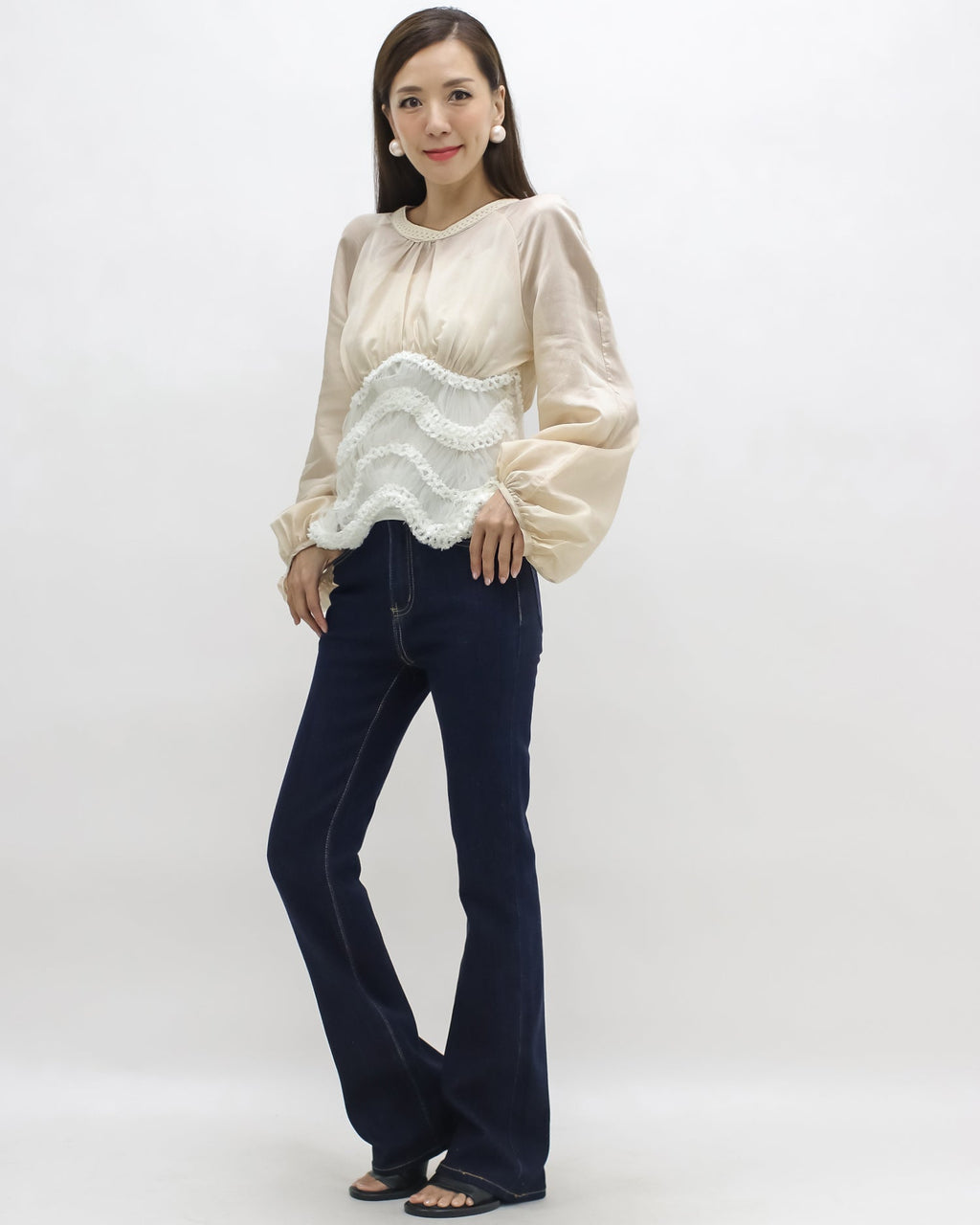 indigo denim mini flare jeans *pre-order*