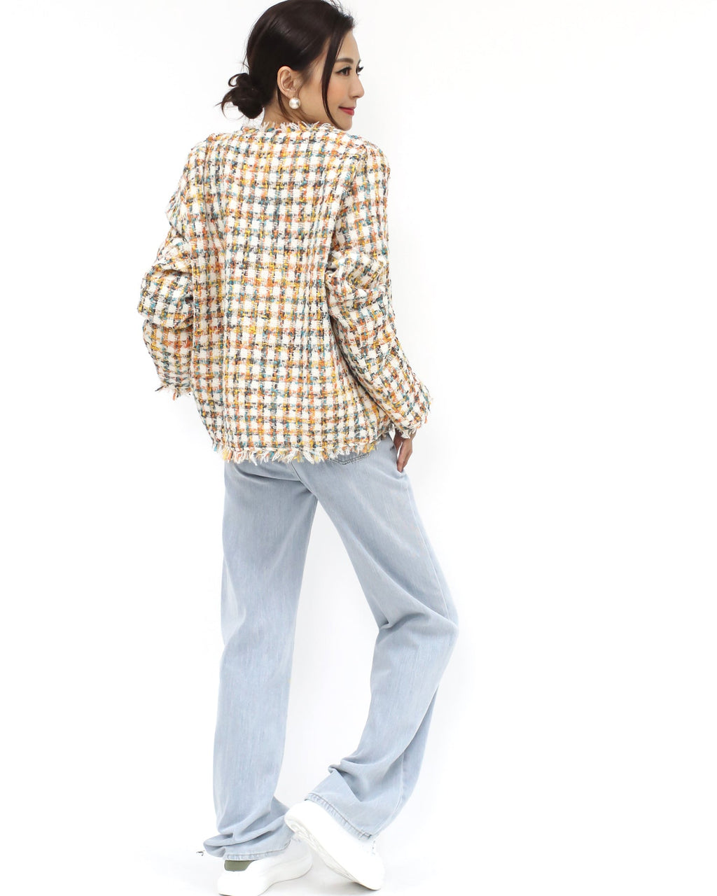 orange ivory & blue tweed jacket *pre-order*