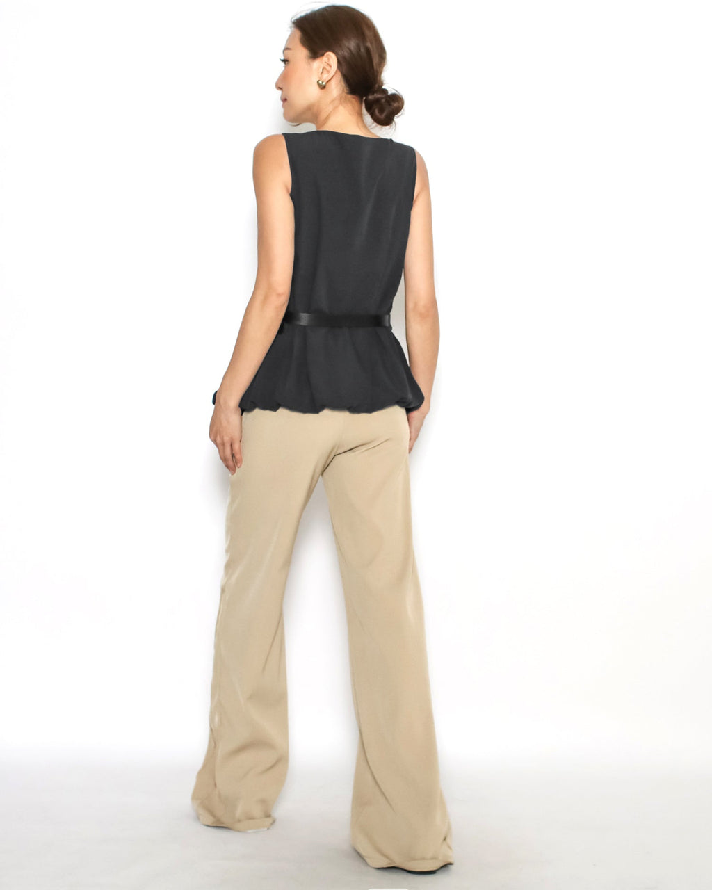 black w/ PU leather belt shirt vest *pre-order*