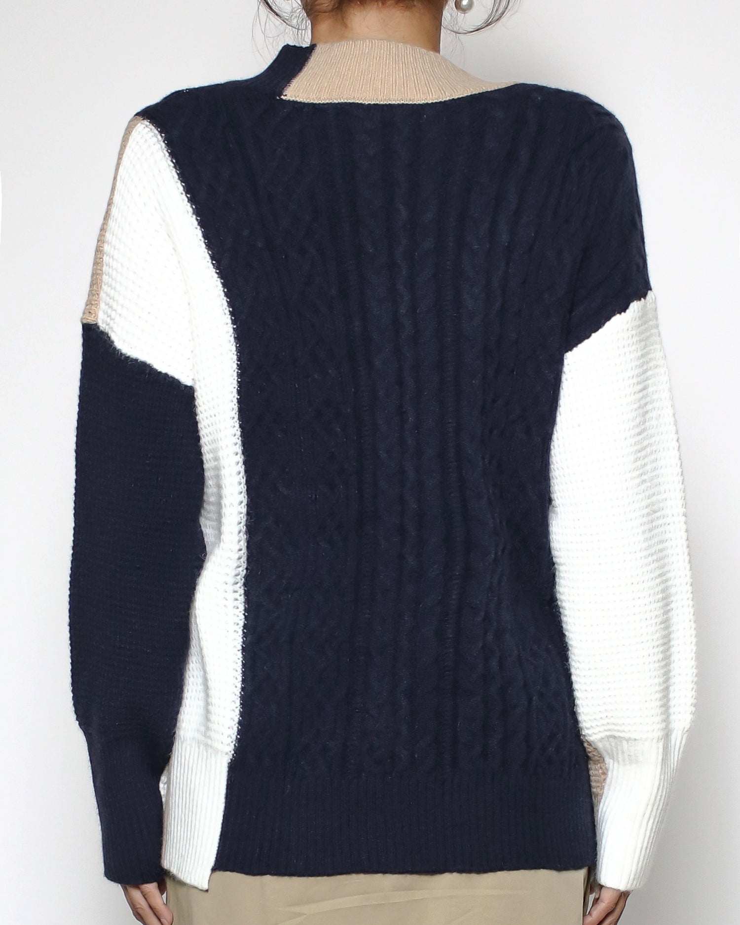 navy ivory beige zipper cardigan *pre-order*