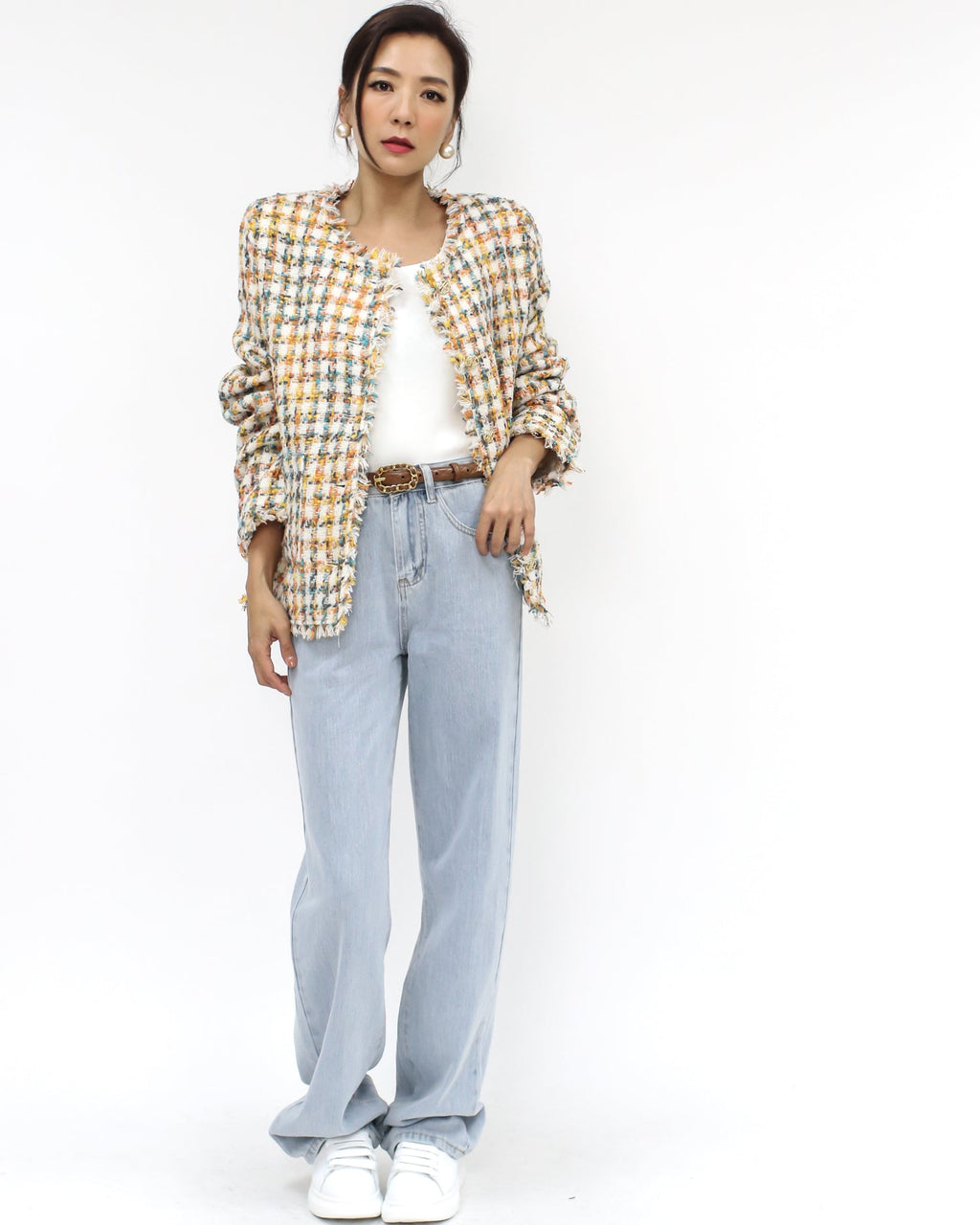 orange ivory & blue tweed jacket *pre-order*