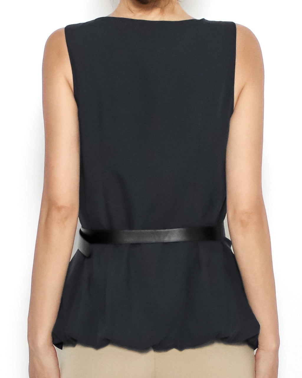 black w/ PU leather belt shirt vest *pre-order*