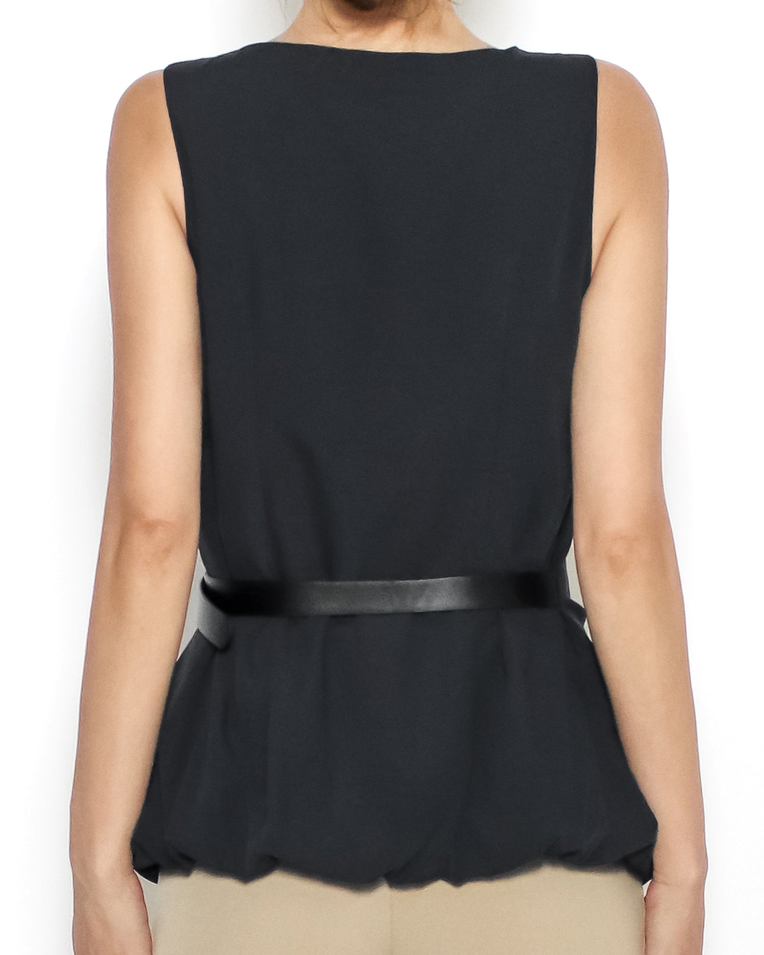 black w/ PU leather belt shirt vest *pre-order*