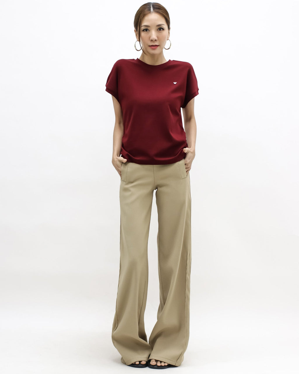 burgundy round shoulder tee *pre-order*