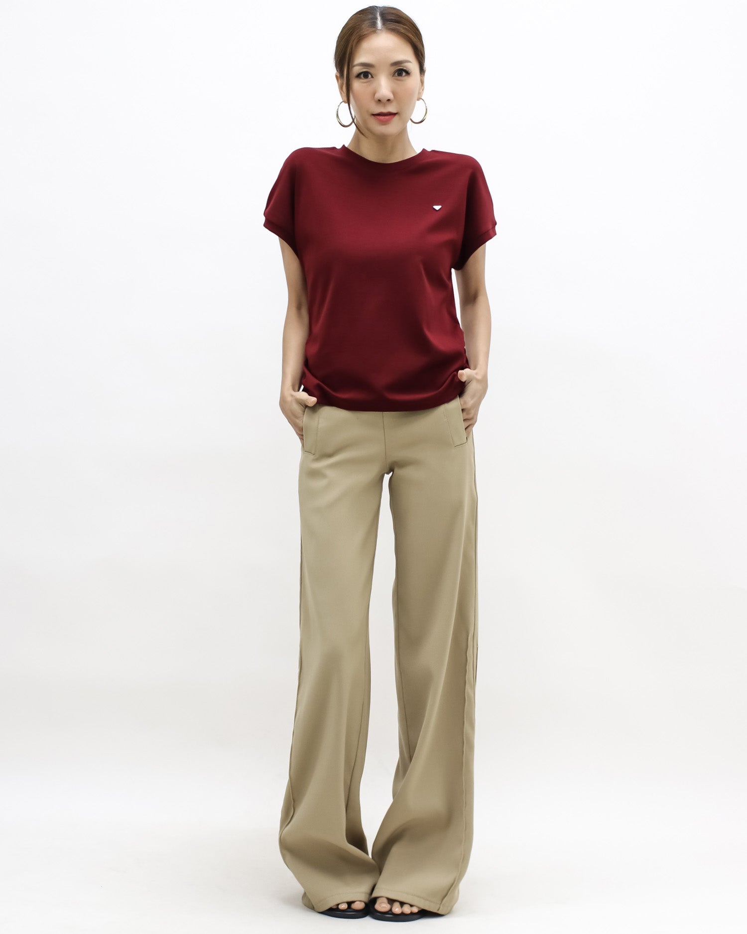 burgundy round shoulder tee *pre-order*