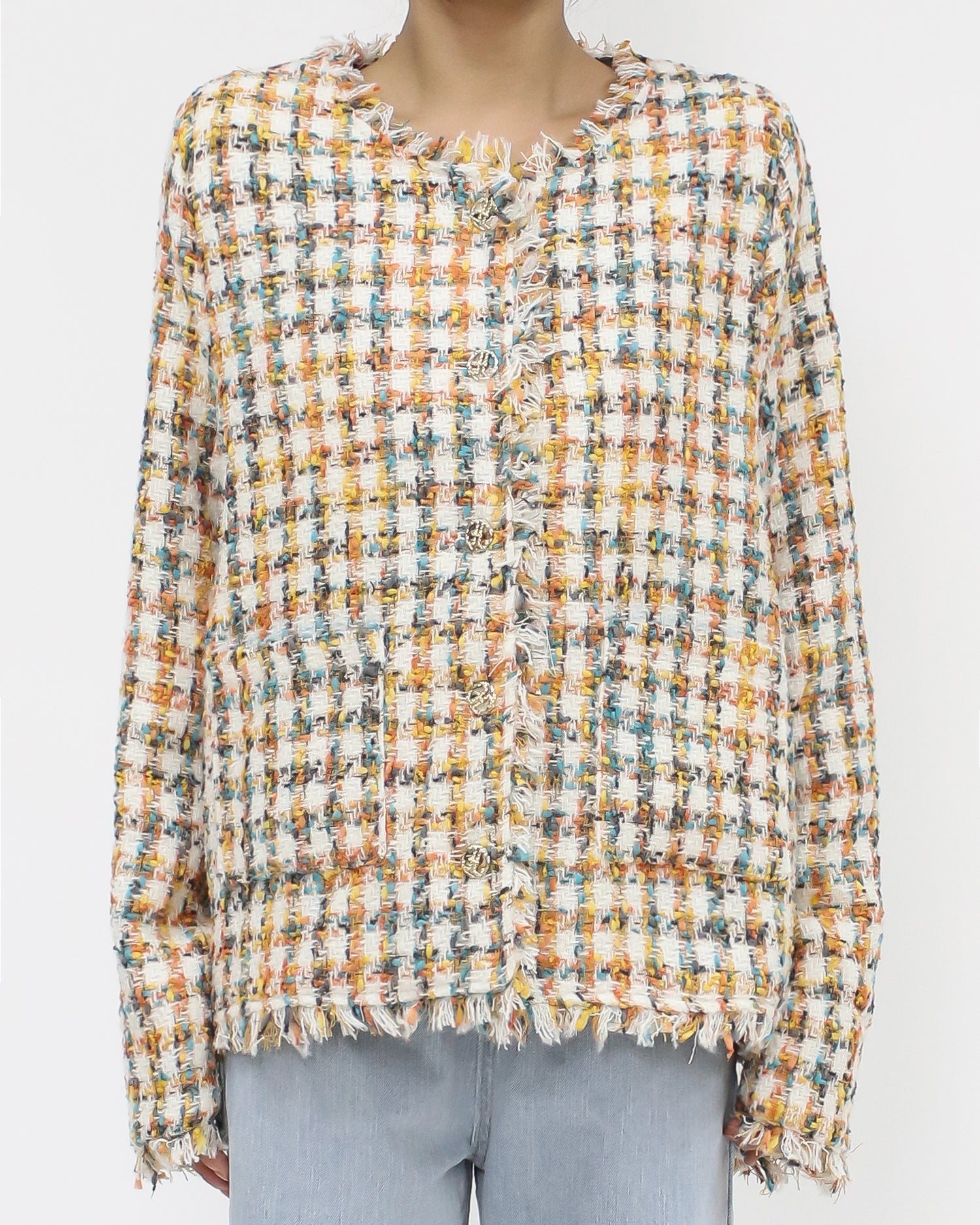 orange ivory & blue tweed jacket *pre-order*