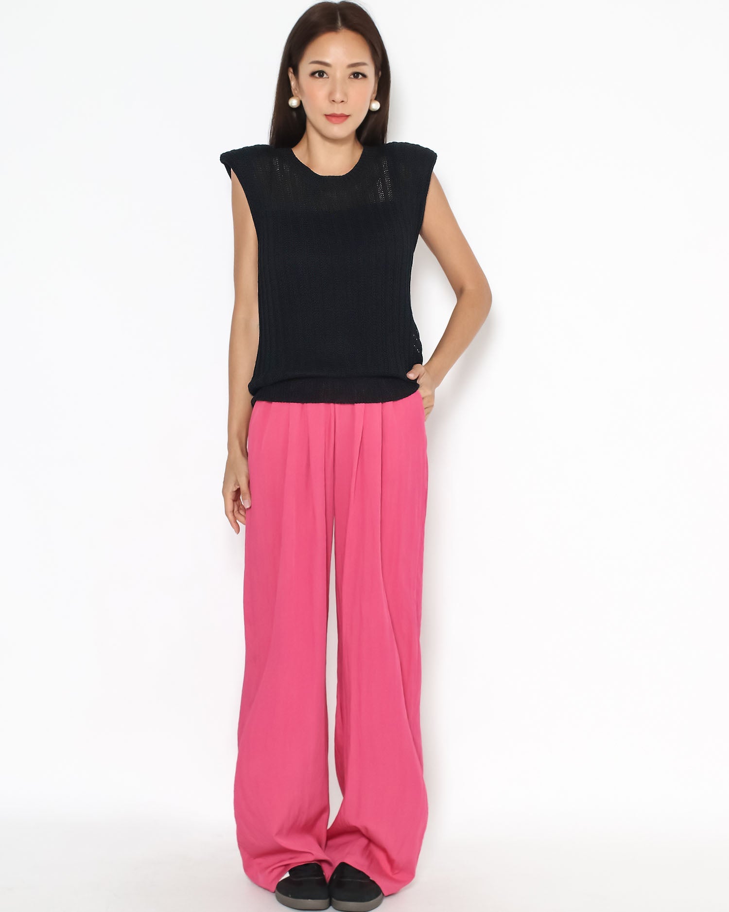 pink slinky straight leg pants *pre-order*