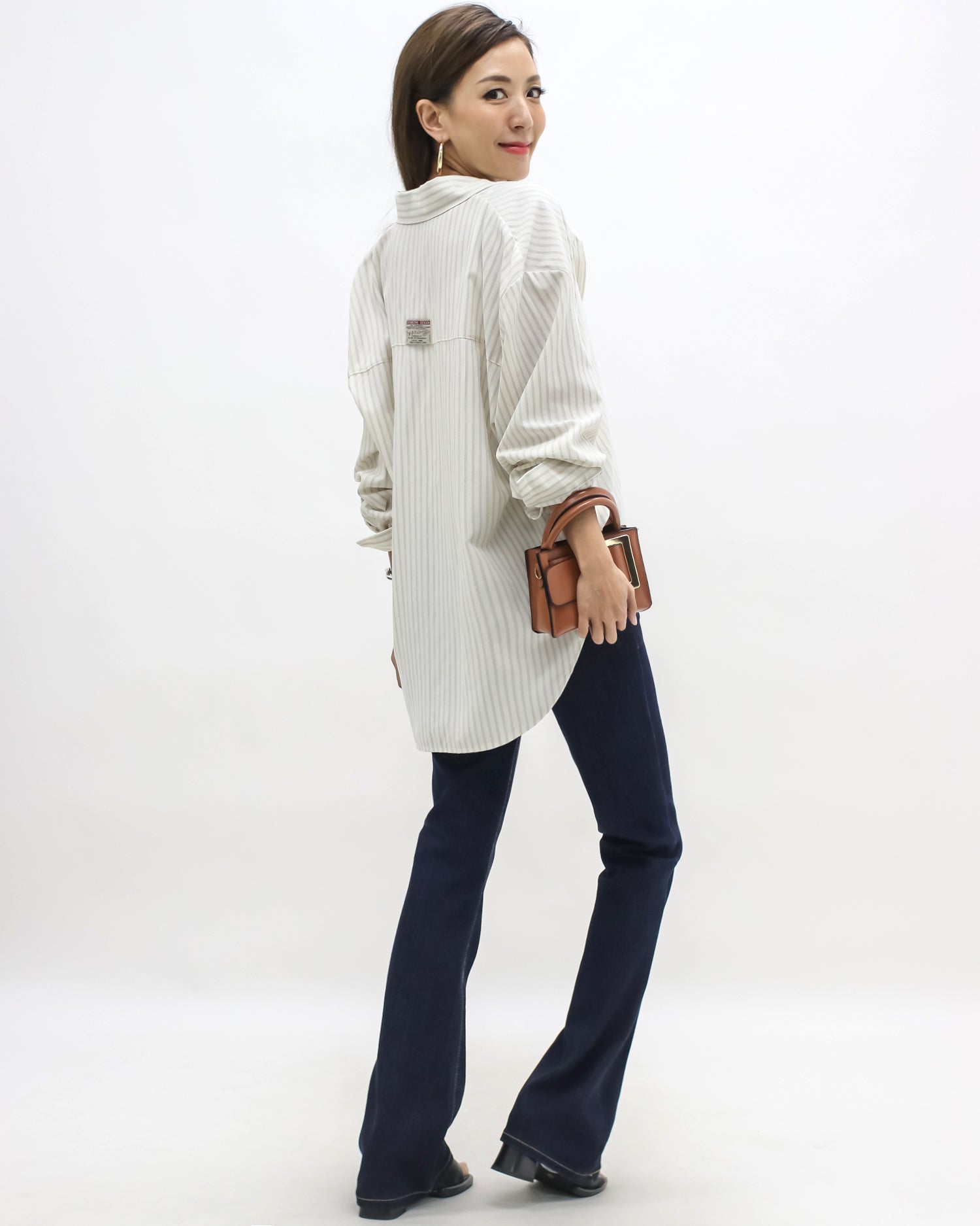 indigo denim mini flare jeans *pre-order*