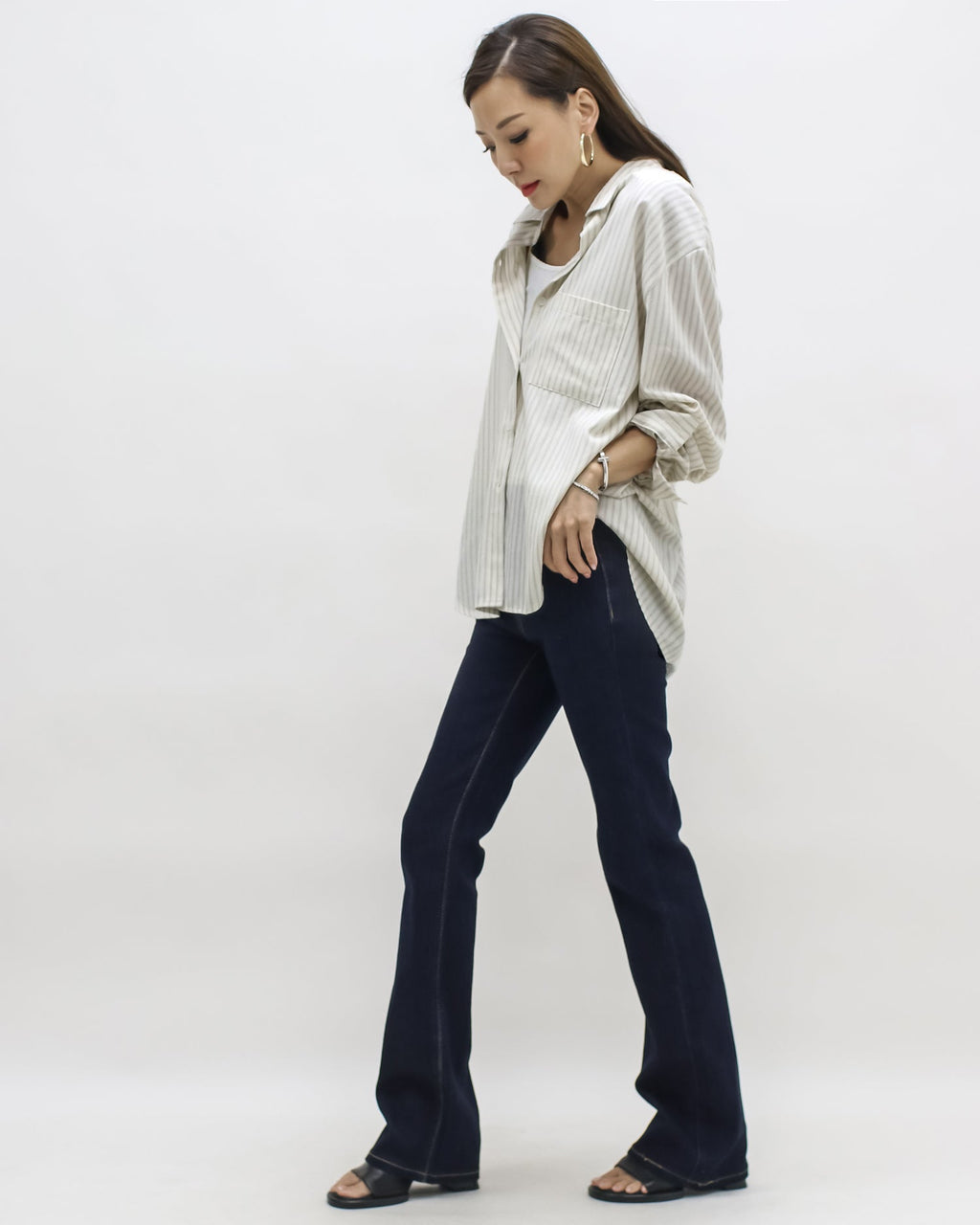 indigo denim mini flare jeans *pre-order*