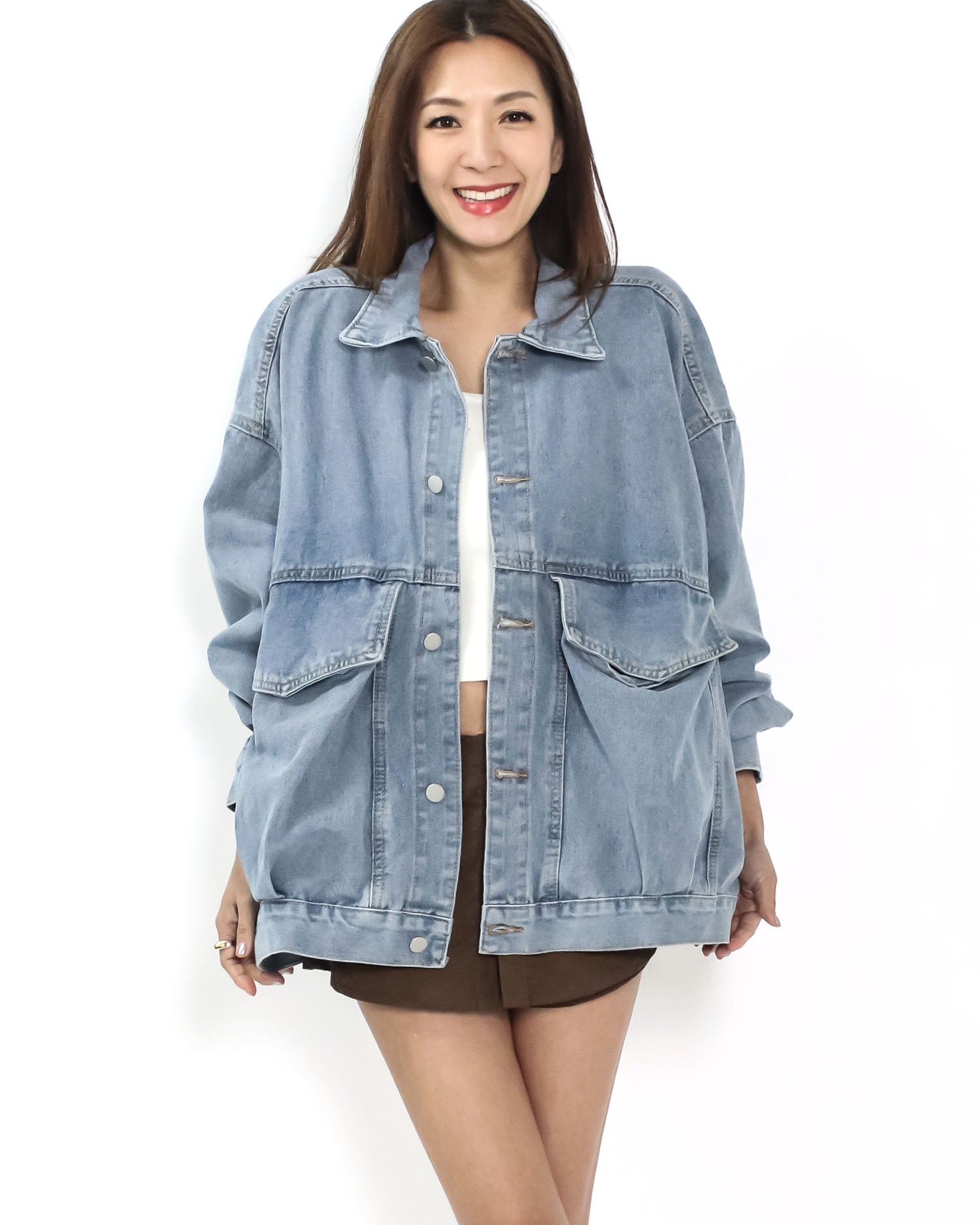 blue washed denim big pockets jacket *pre-order*