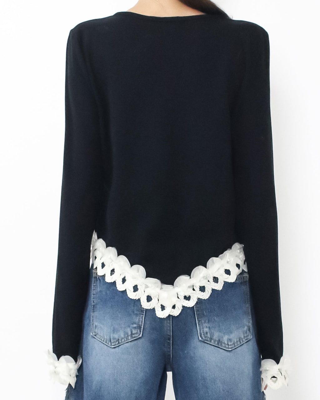 black & ivory crochet hem top *pre-order*