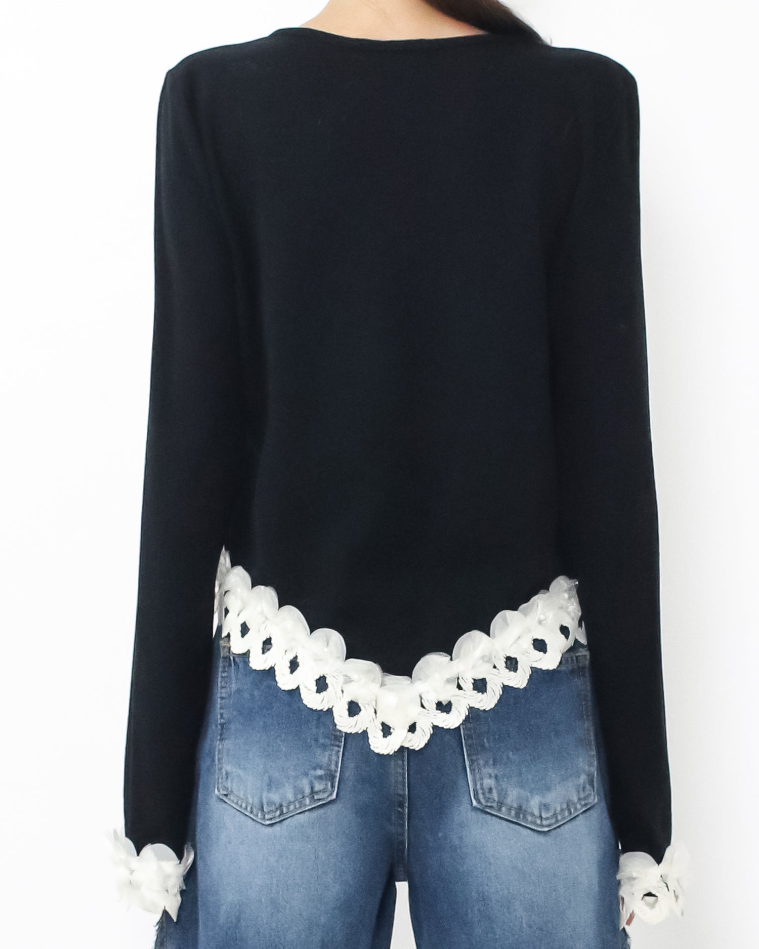 black & ivory crochet hem top *pre-order*