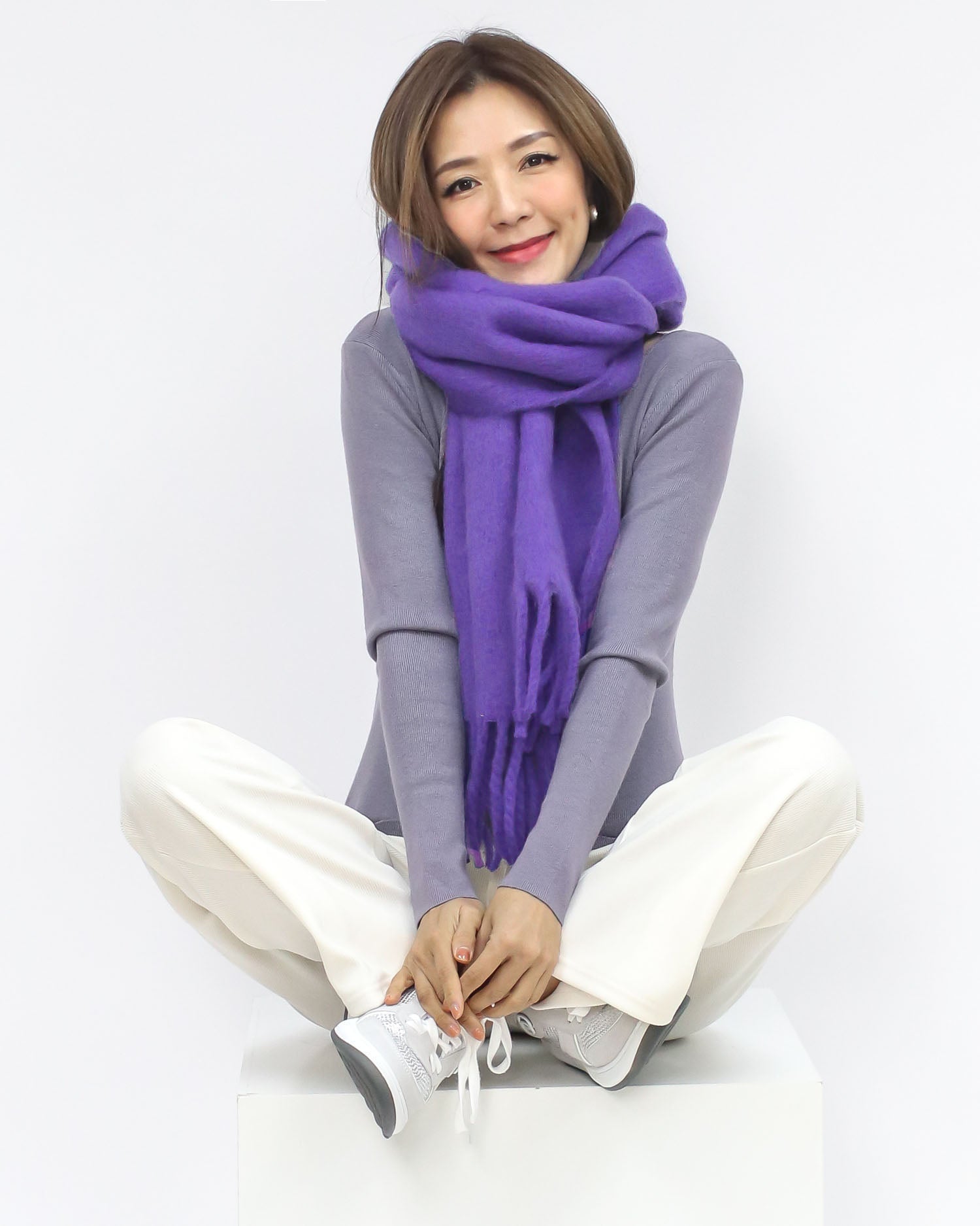 purple wool blended tassels scarf *pre-order*