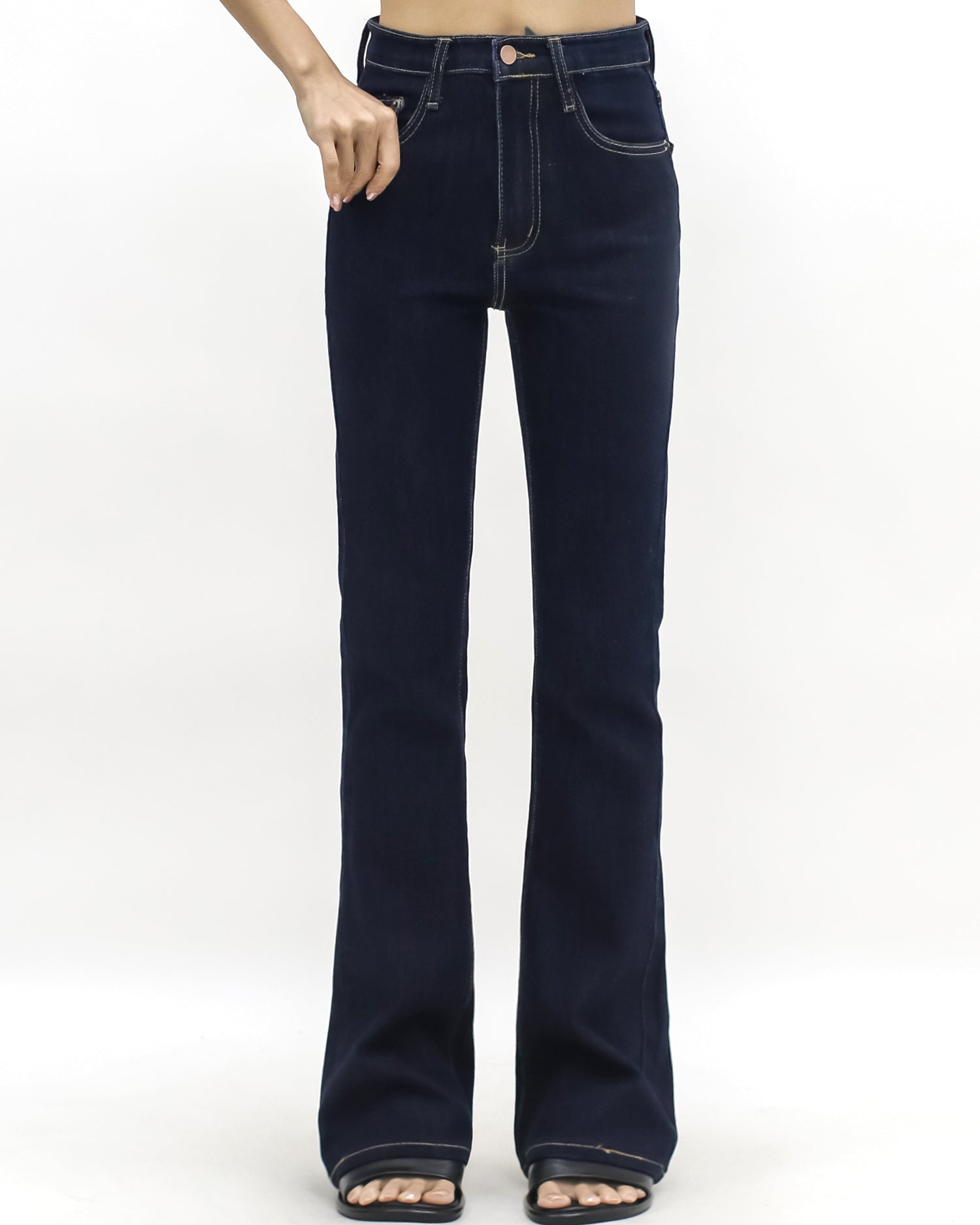 indigo denim mini flare jeans *pre-order*