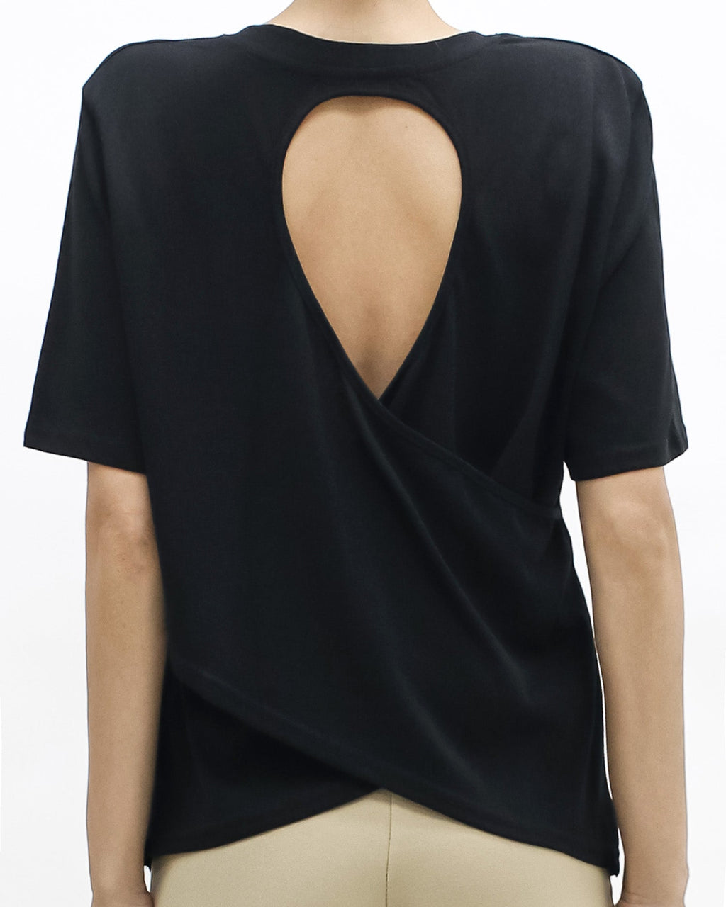 black cutout back tee