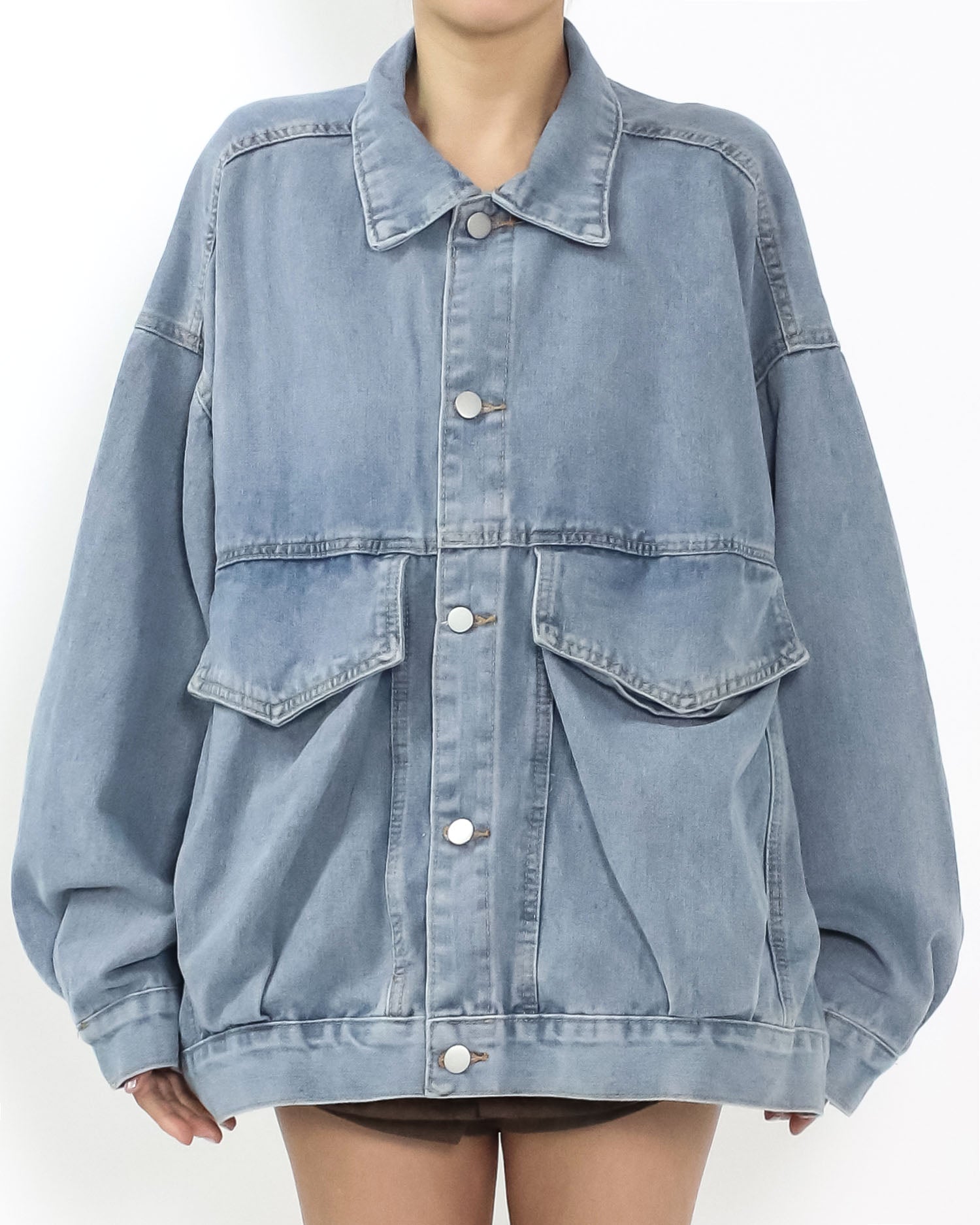 blue washed denim big pockets jacket *pre-order*