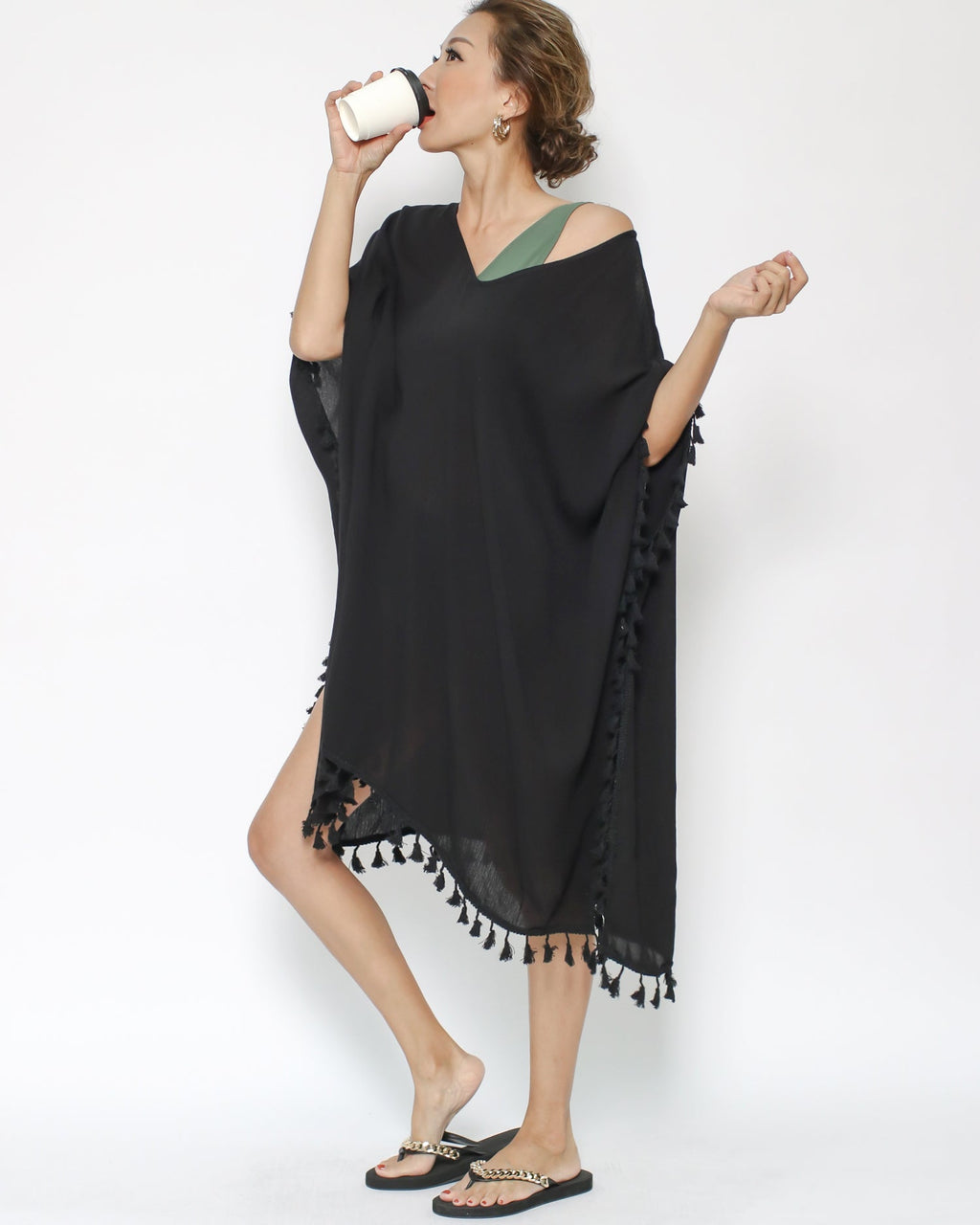 black tassels cover up dress *pre-order*