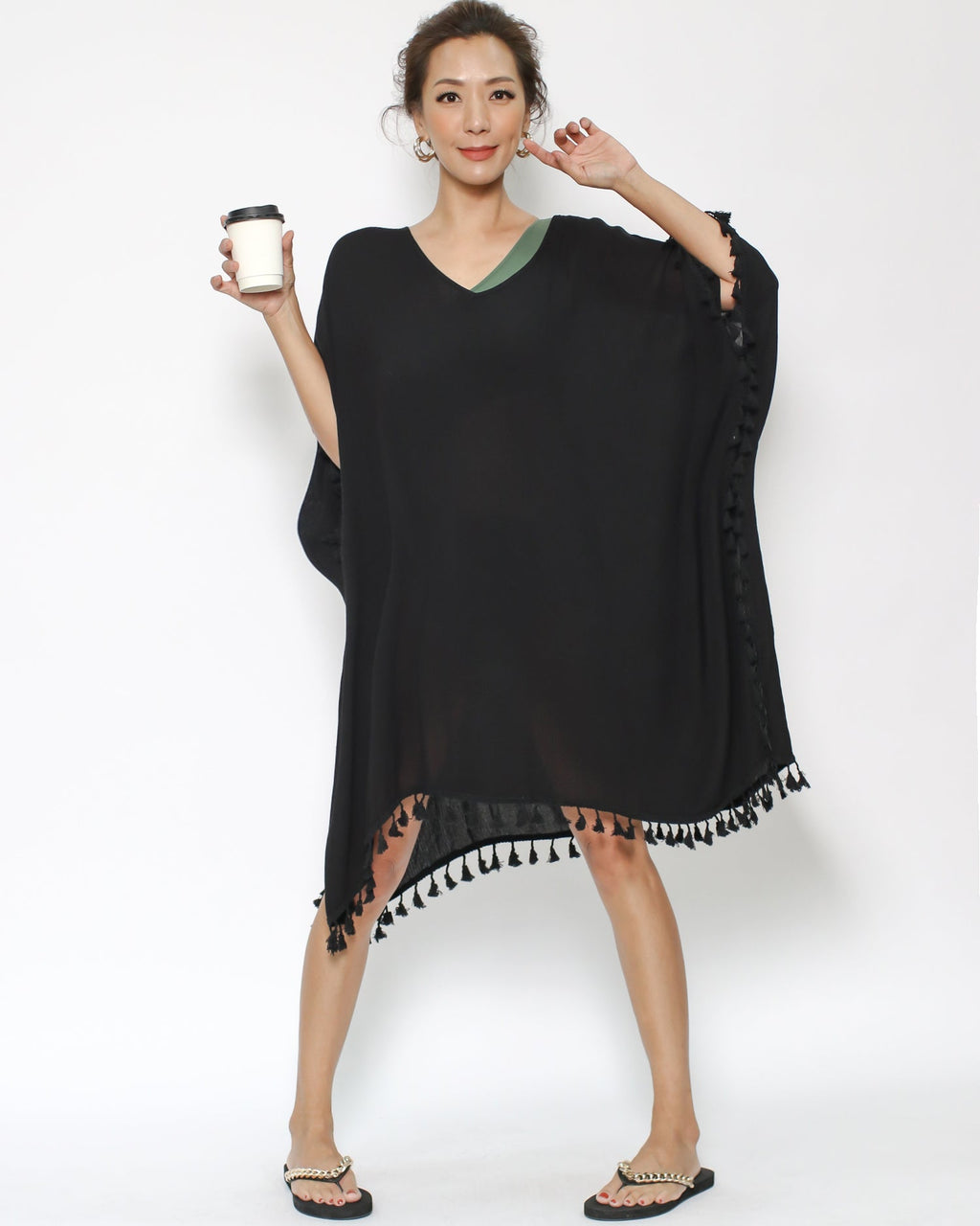 black tassels cover up dress *pre-order*
