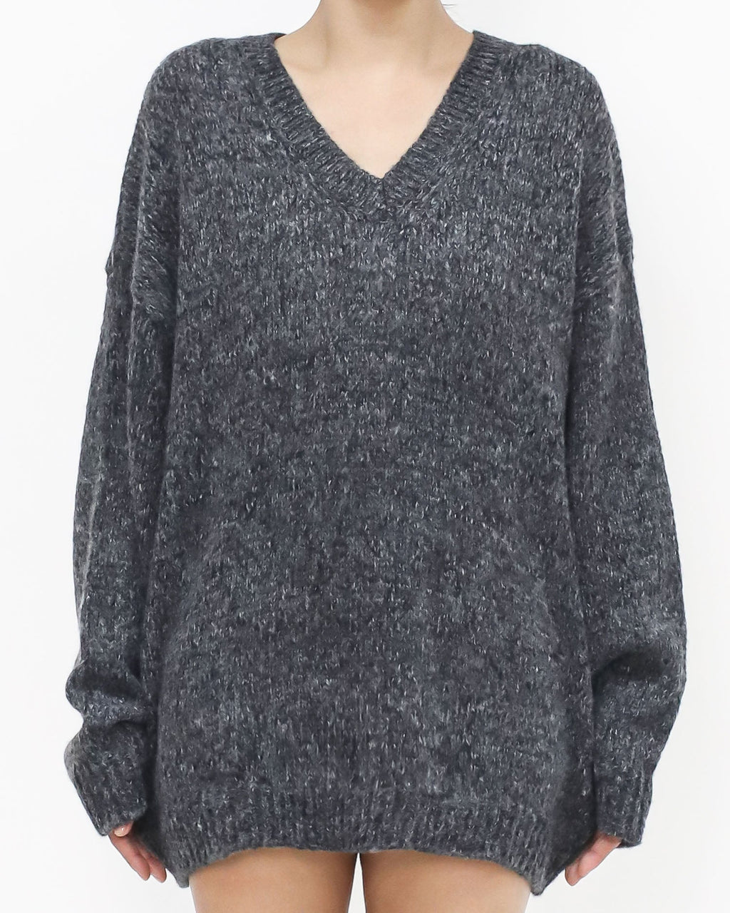 grey V neck knitted top *pre-order*