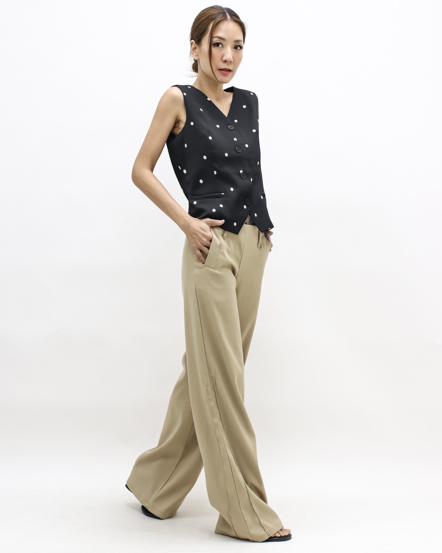 black & ivory polka dots texture blazer