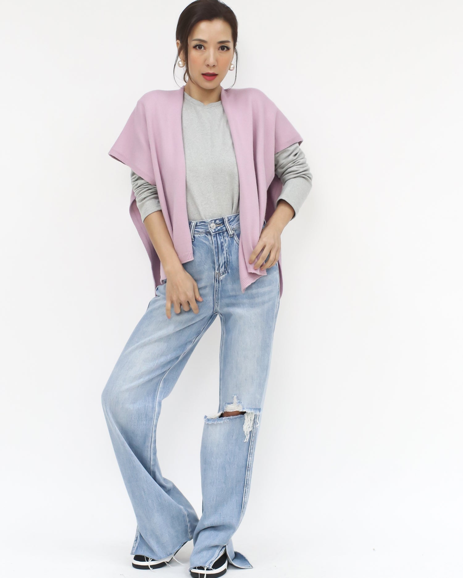 lilac sleeves knitted scarf