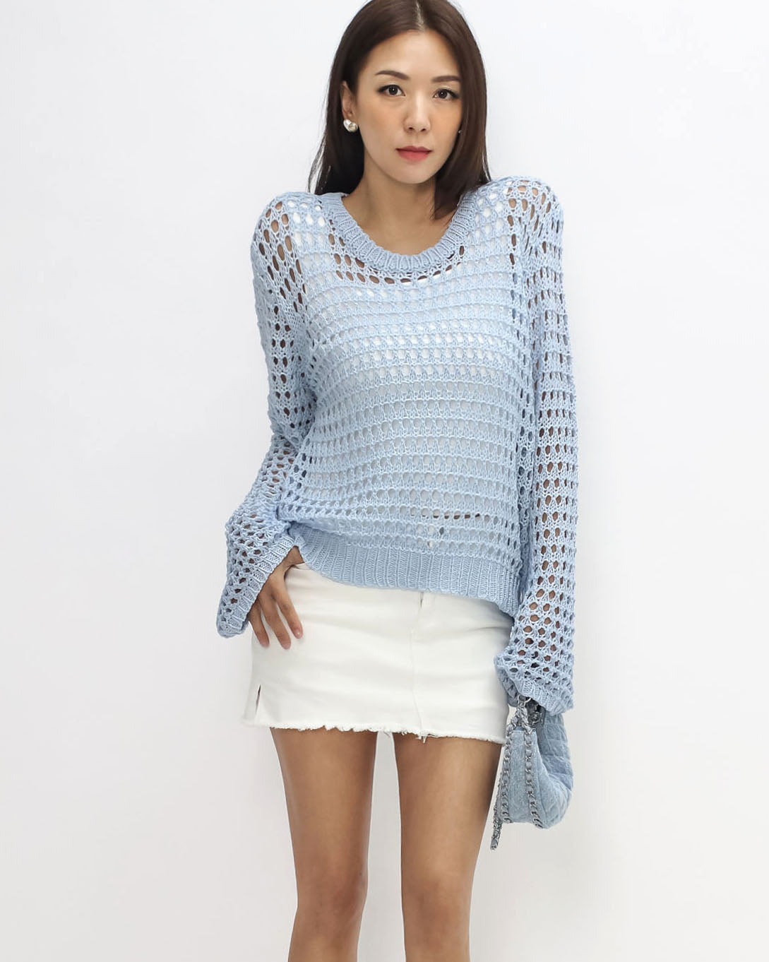 blue cage fine knitted top *pre-order*