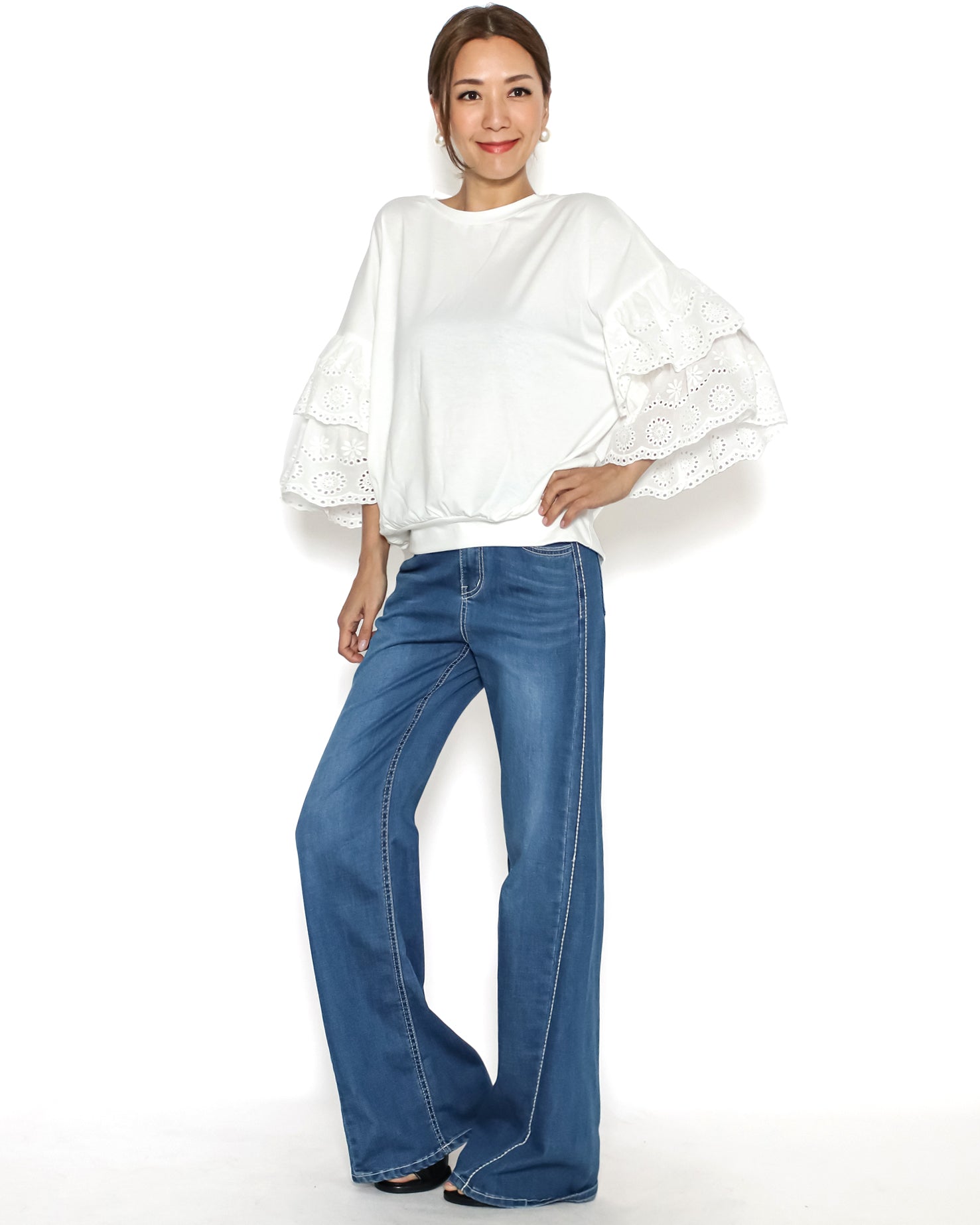 ivory w/ crochet layer sleeves tee *pre-order*