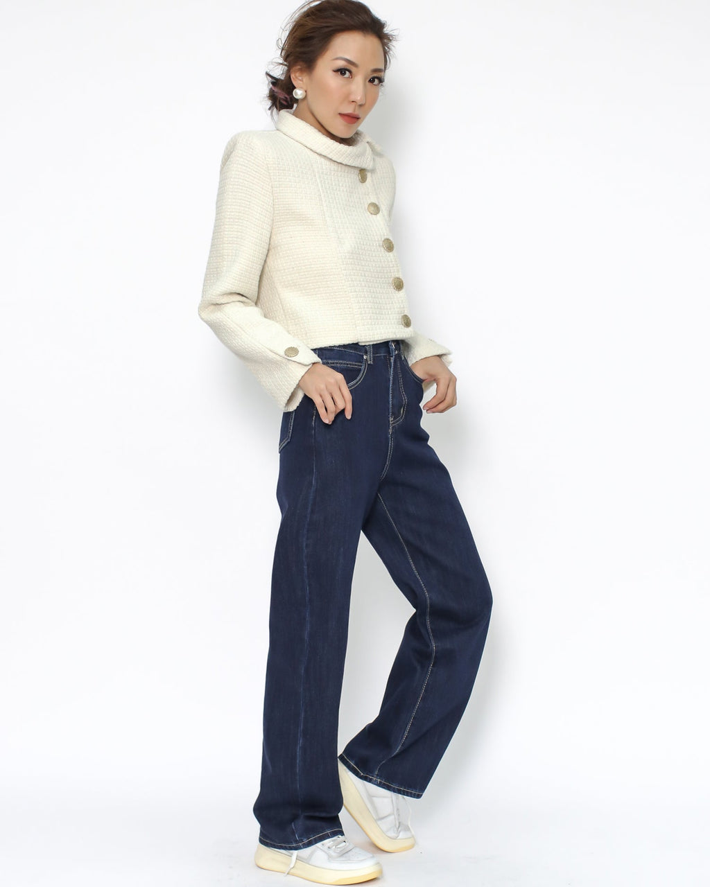 dark blue straight legs jean - S