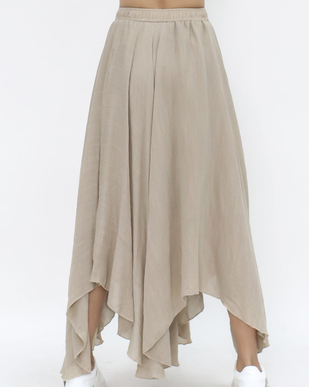 beige linen cotton asymmetric skirt *pre-order*