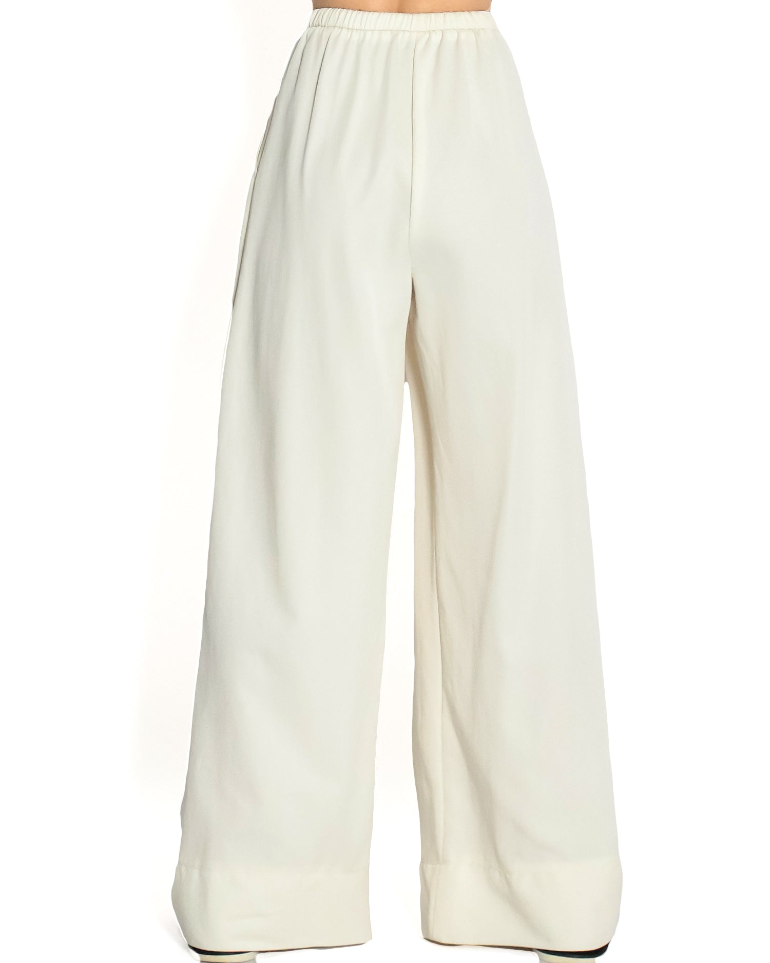 ivory slinky casual wide leg pants