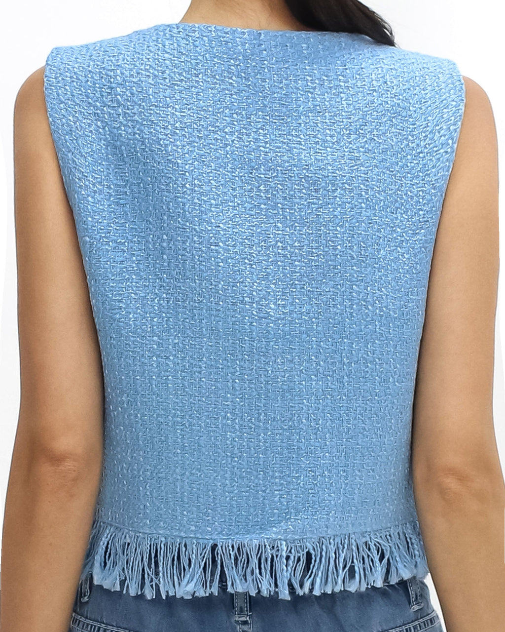 blue tassels tweed vest jacket *pre-order*