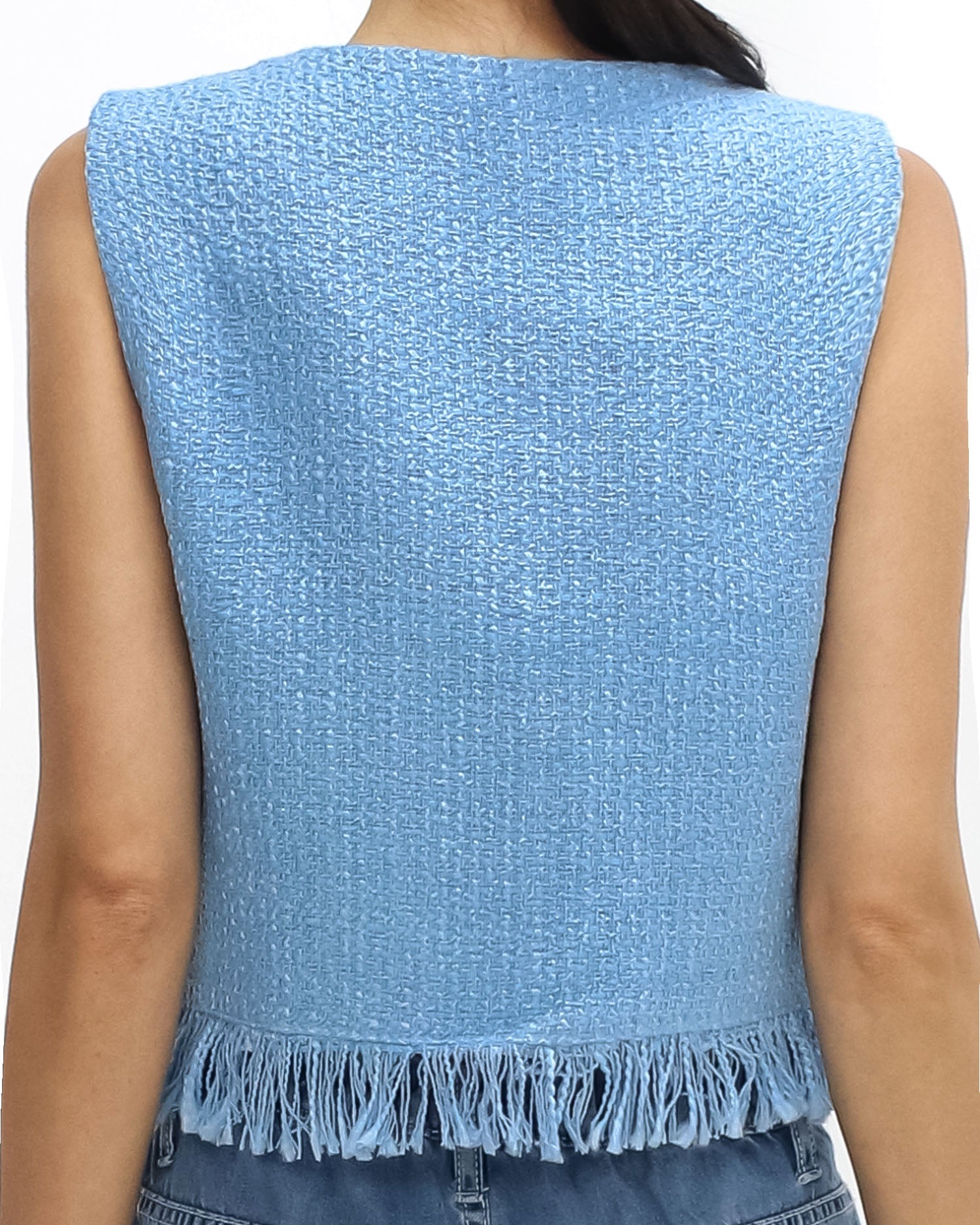 blue tassels tweed vest jacket *pre-order*