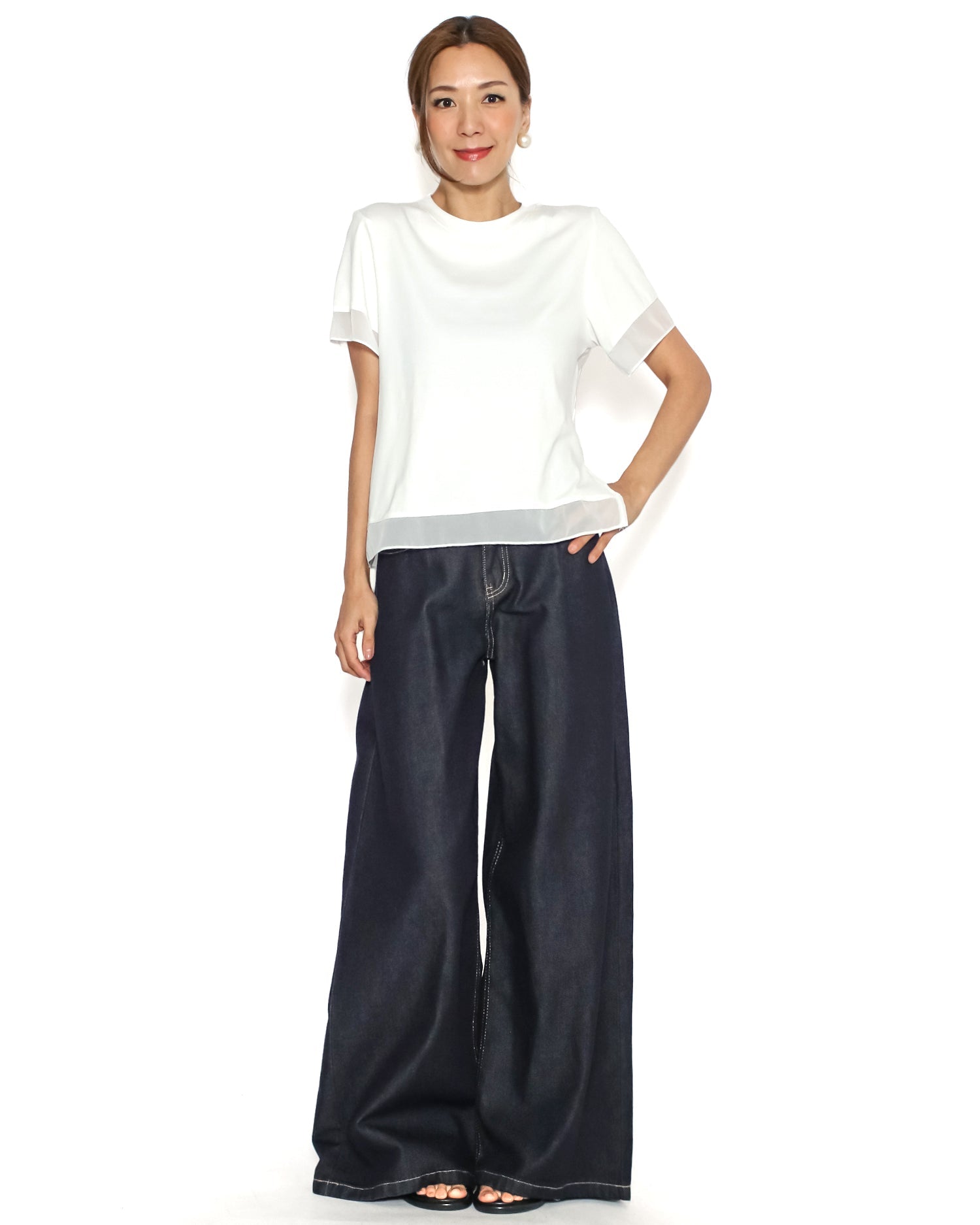 ivory mesh contrast tee *pre-order*