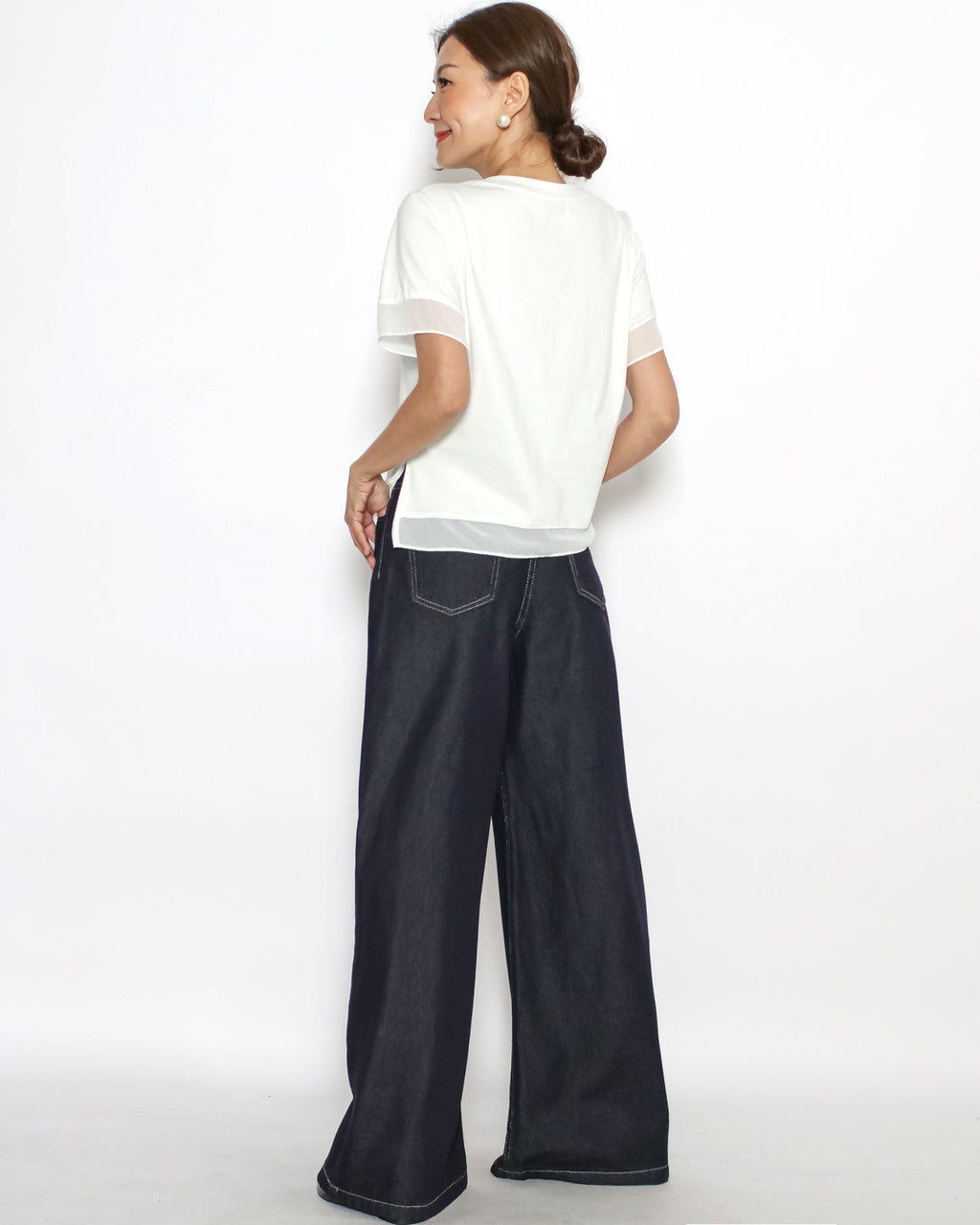 ivory mesh contrast tee *pre-order*