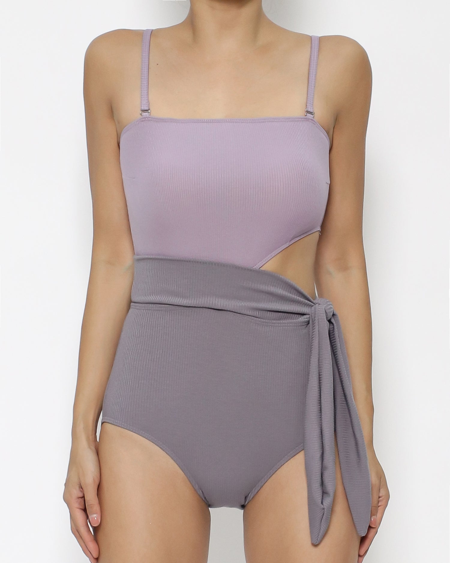 lilac & purple ottoman cutout one-piece swimsuit *pre-order*