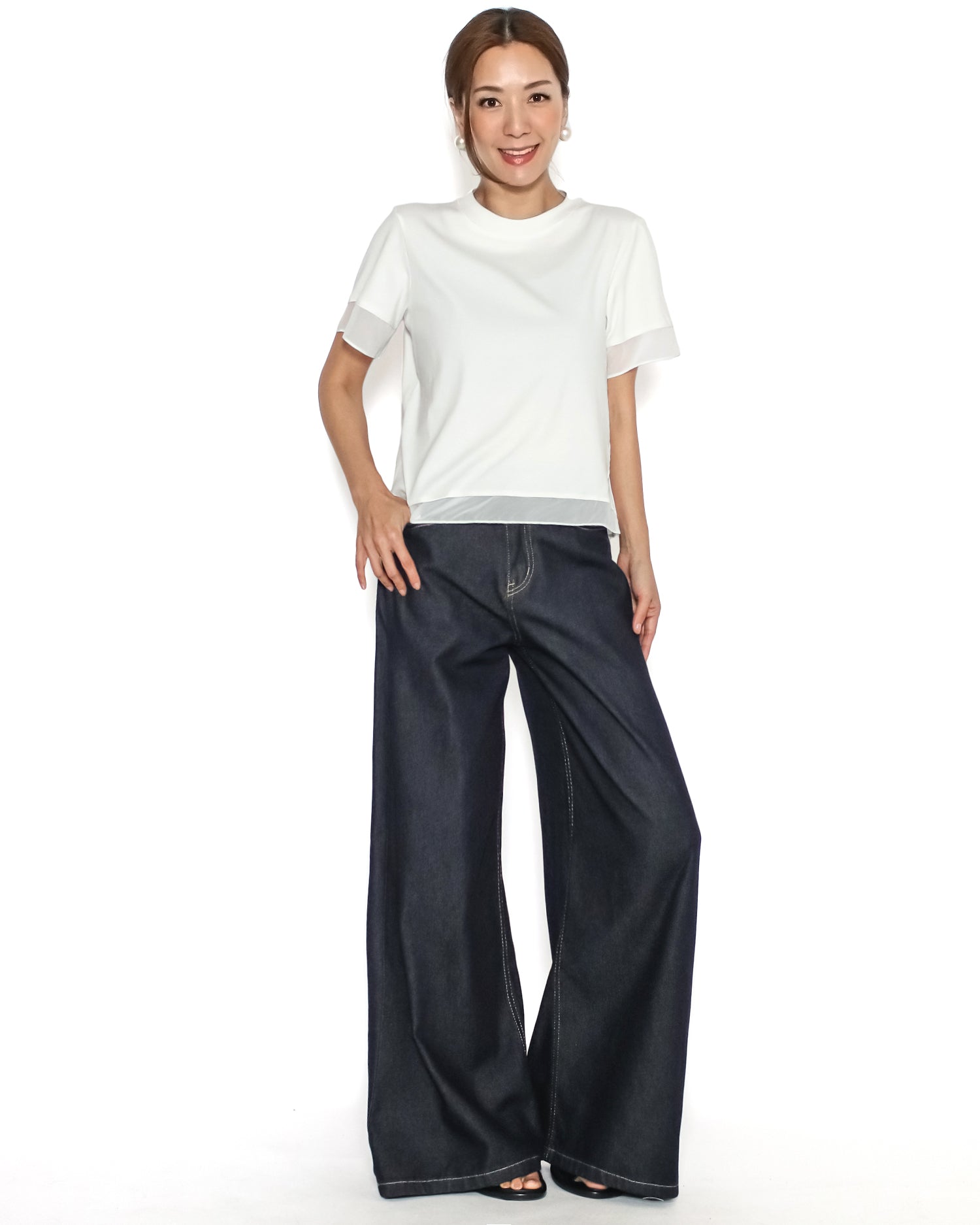 ivory mesh contrast tee *pre-order*