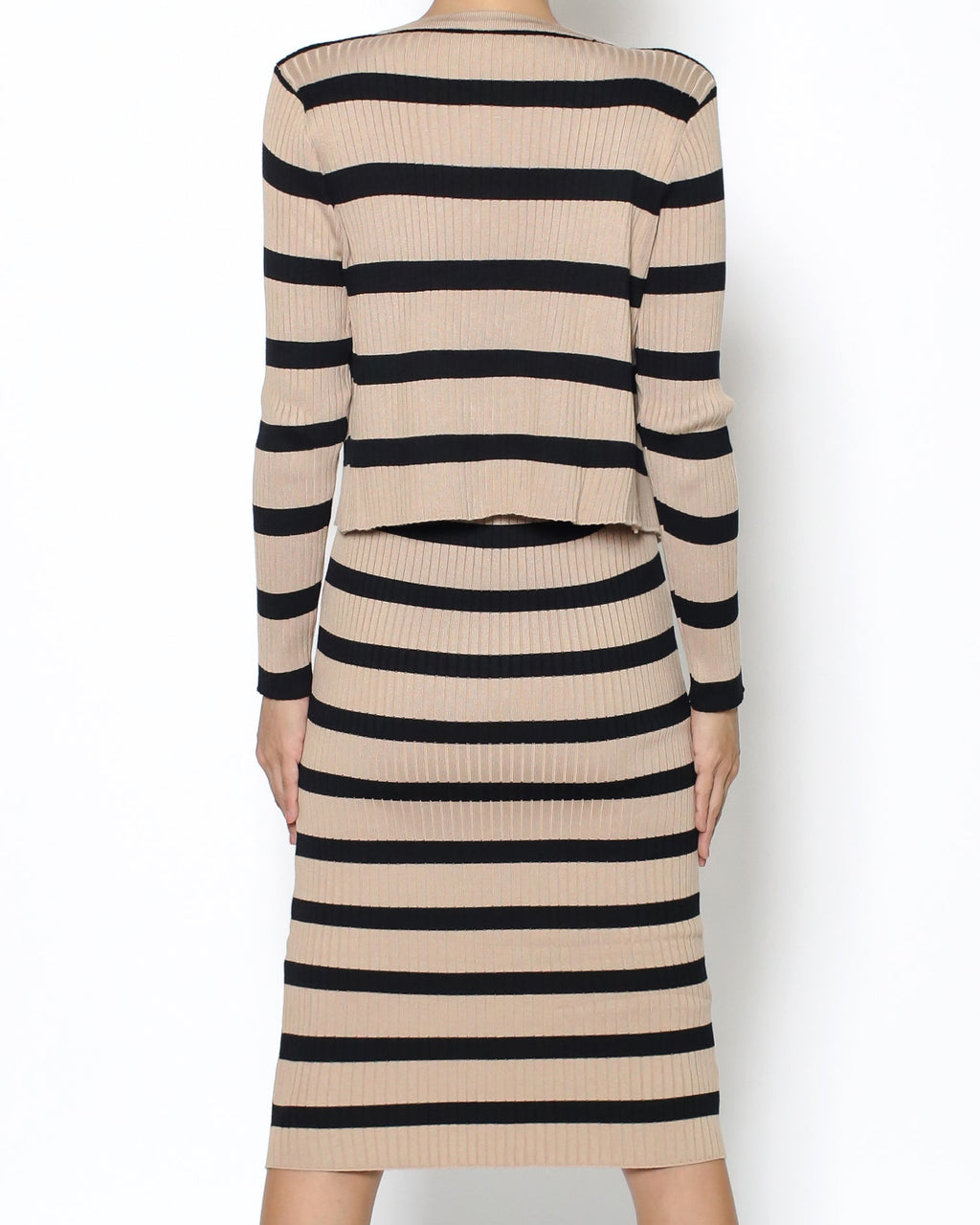 beige & black stripes slip & cardigan set *pre-order*