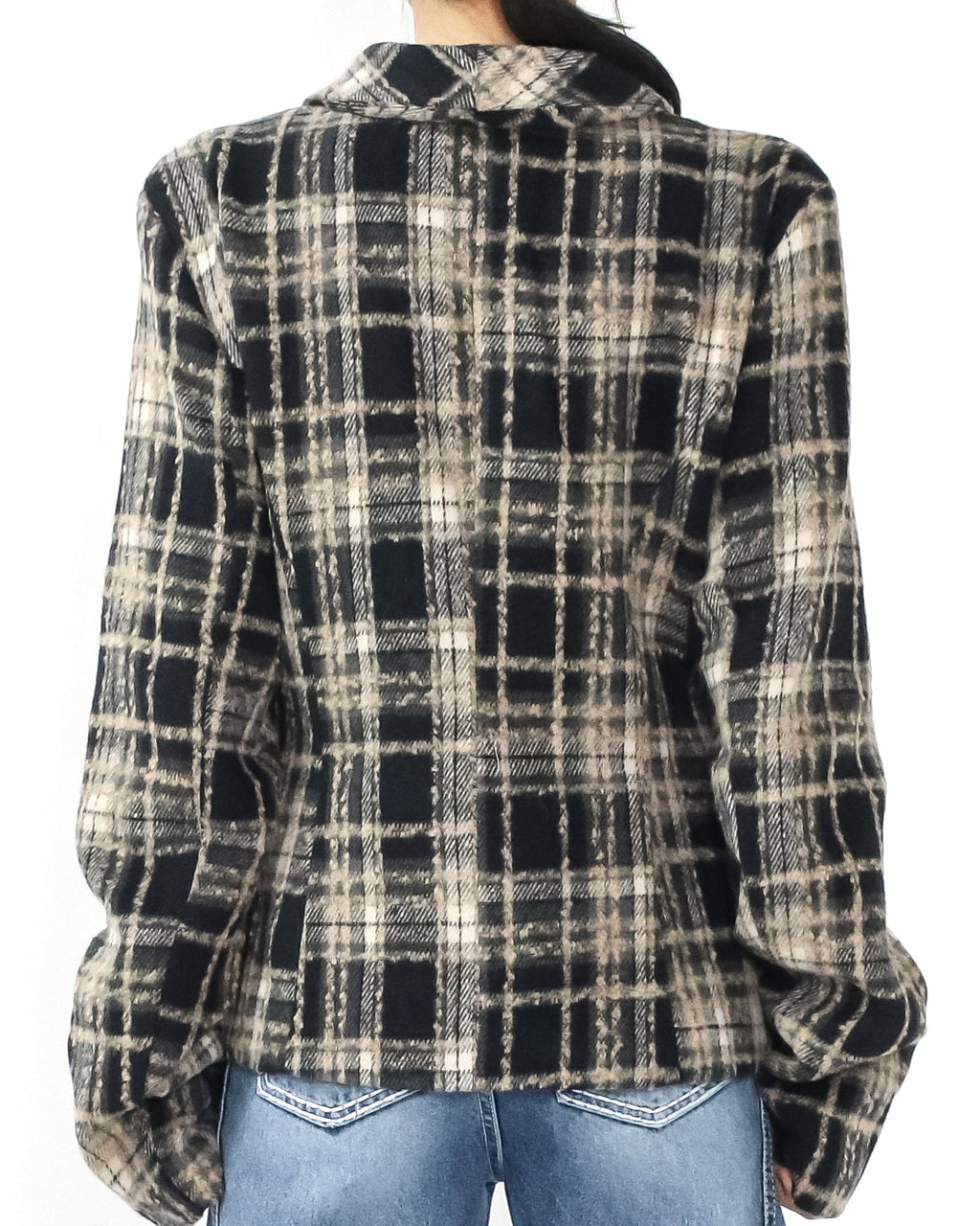 beige & black checkers wool blended jacket *pre-order*