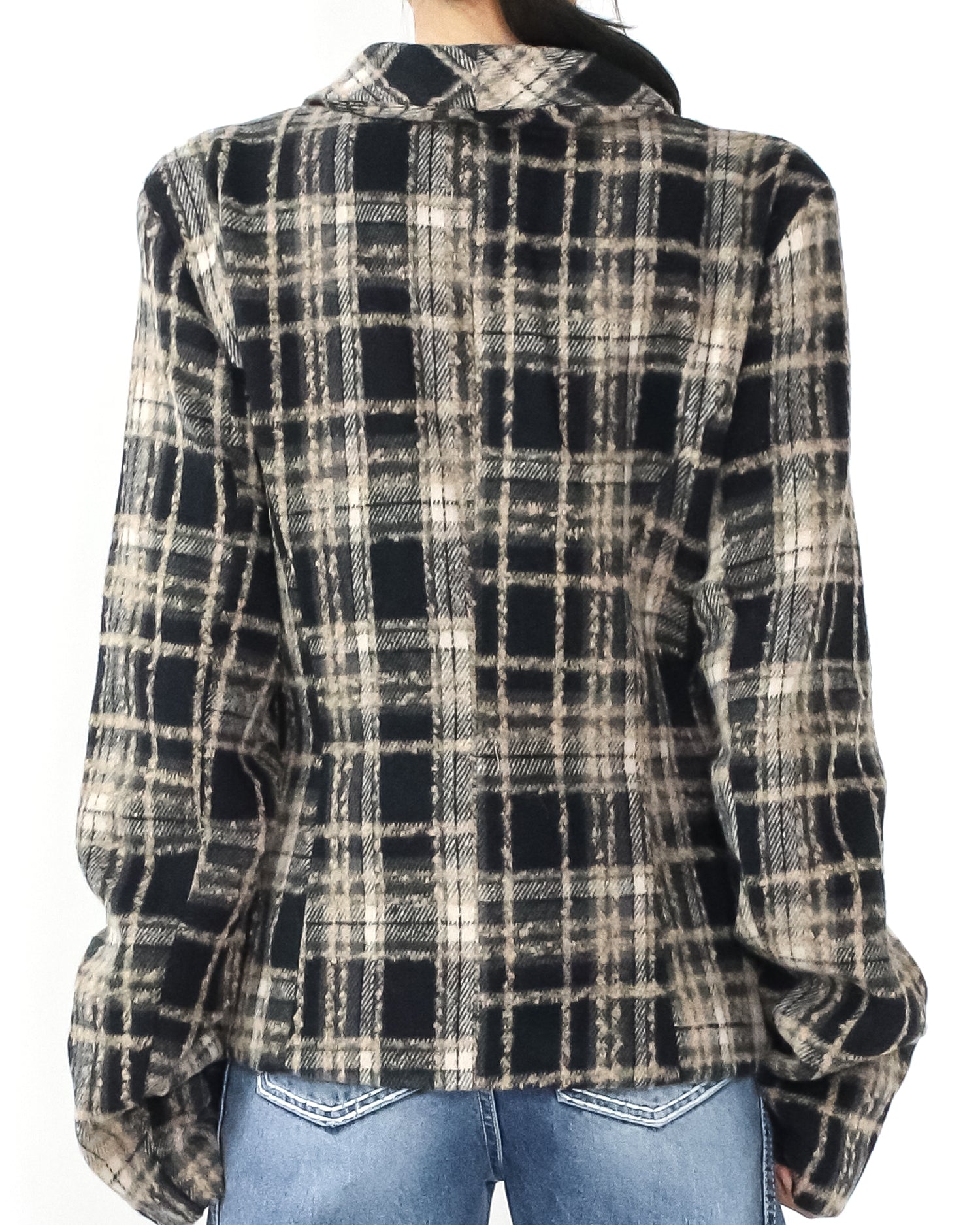 beige & black checkers wool blended jacket *pre-order*