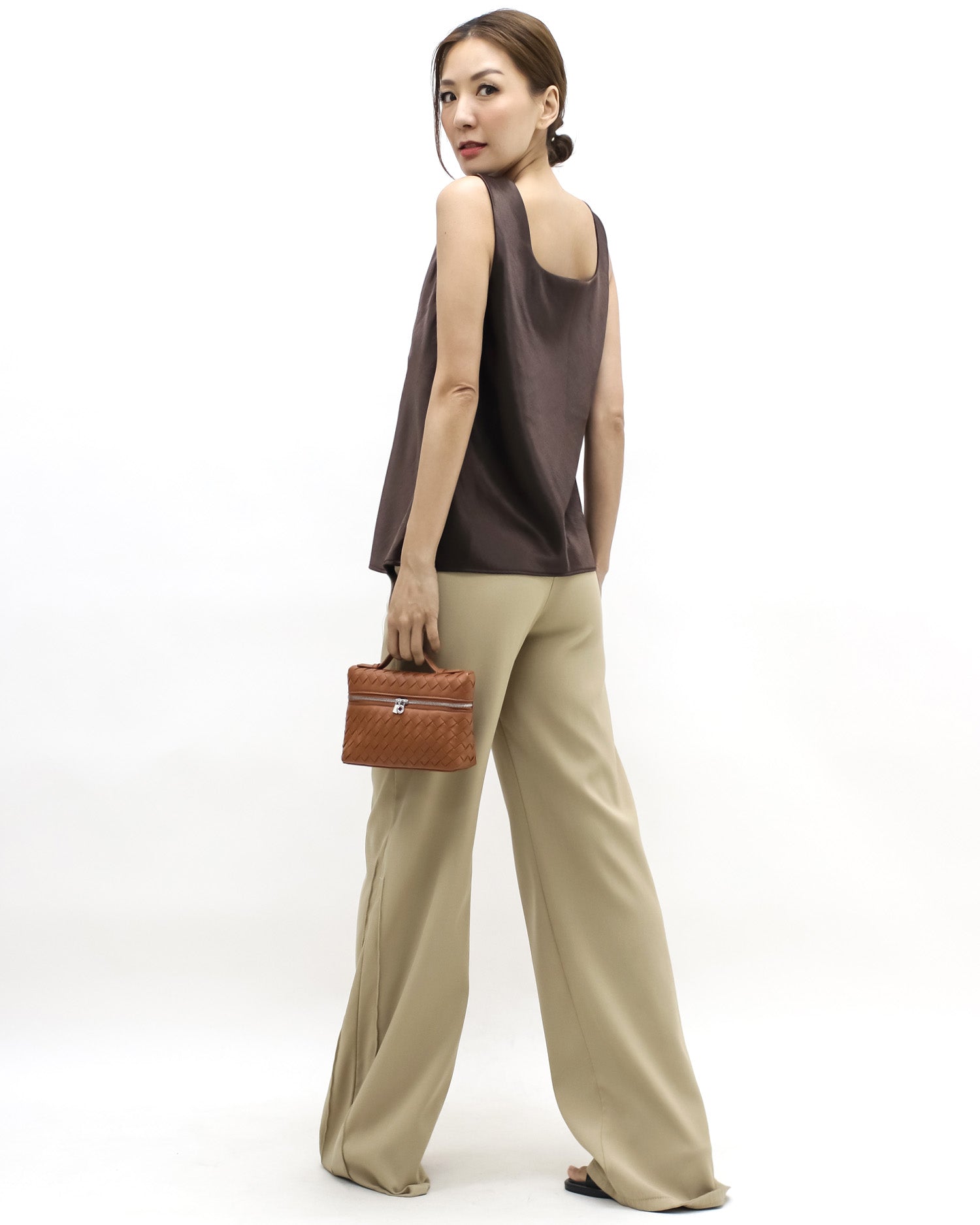 Brown texture satin vest