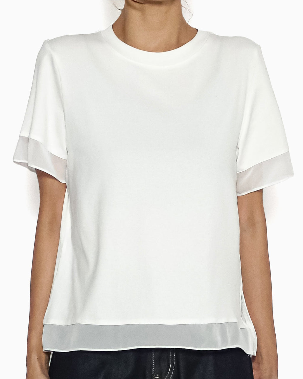 ivory mesh contrast tee *pre-order*