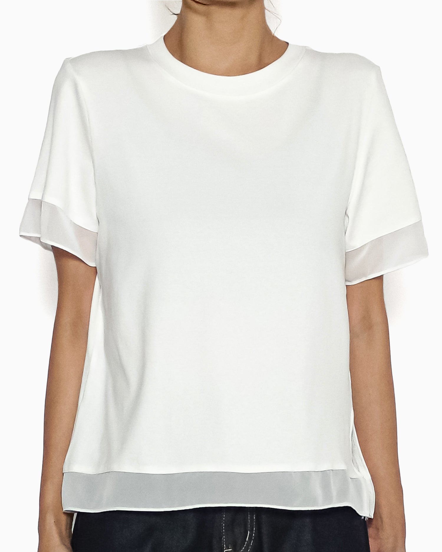 ivory mesh contrast tee *pre-order*