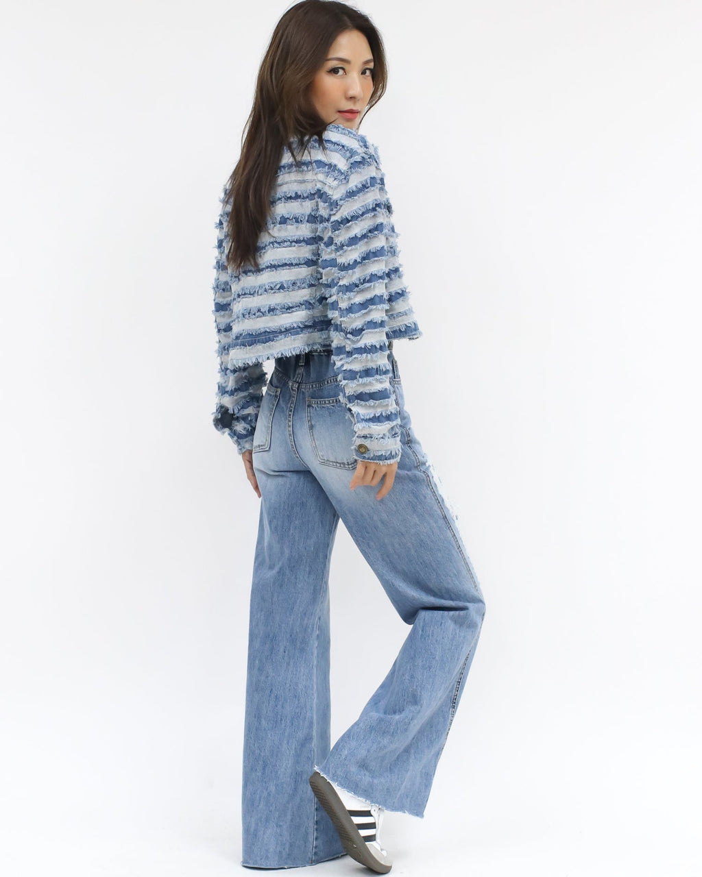 blue denim ripped stripes jacket *pre-order*