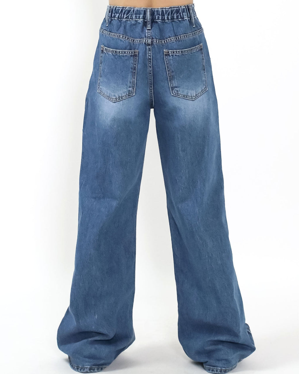 blue denim layer straight leg jeans