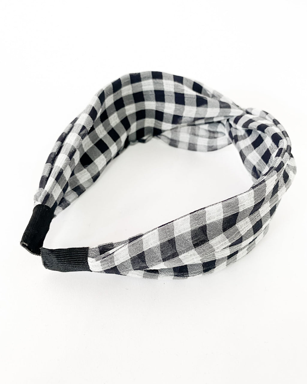 black gingham twisted fabric headband *pre-order*