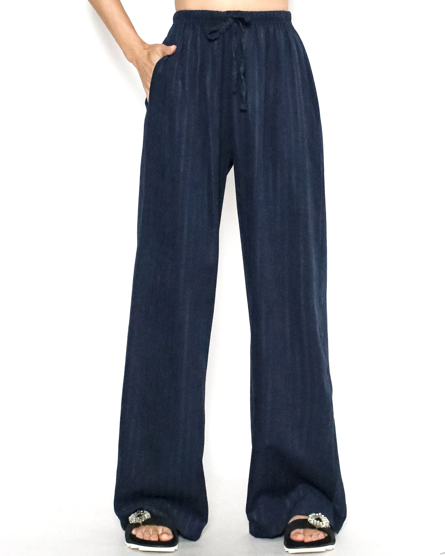 navy stripes soft straight leg pants *pre-order*
