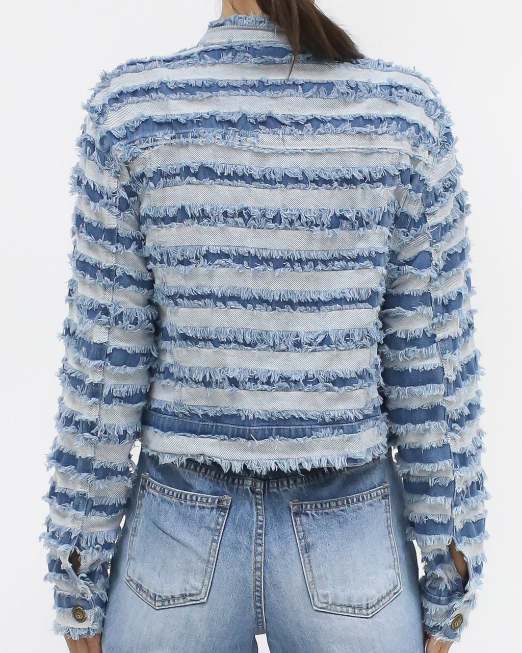 blue denim ripped stripes jacket *pre-order*